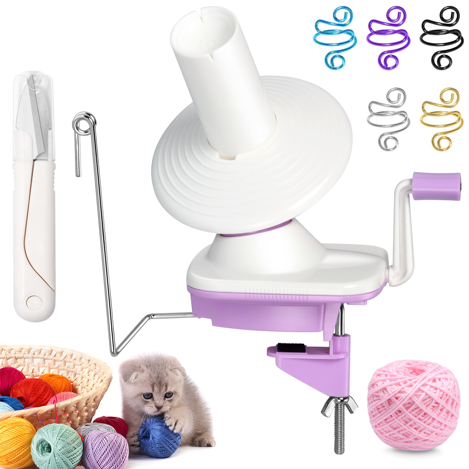 Yarn Ball Winder for Knitting & Crocheting - Heavy Duty Yarn Spinner with Tension Ring & Clippers - Perfect for Winding Large Yarn Cakes - Ideal Gift for Knitting Enthusiasts - Use for Home Crafting, DIY Projects & Professional Knitting