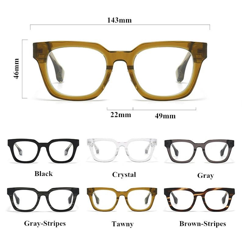 Black Unisex Square Acetate Eyeglasses - Full Rim Thick Frame for Men & Women - Perfect for Reading, Work, and Fashion Accessories | Model 63475