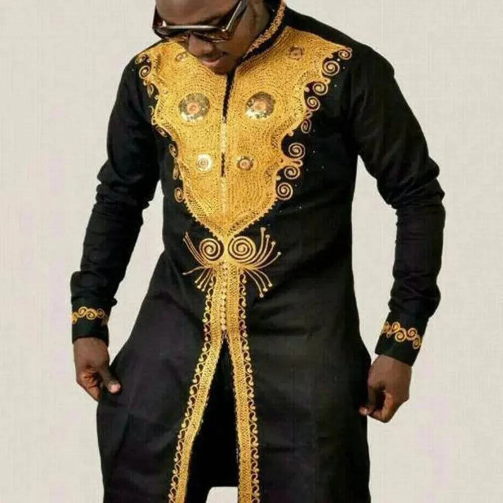 Authentic African Print Shirt for Men | Stylish Miner-Inspired Design | Perfect for Casual Wear, Cultural Events & Summer Outfits