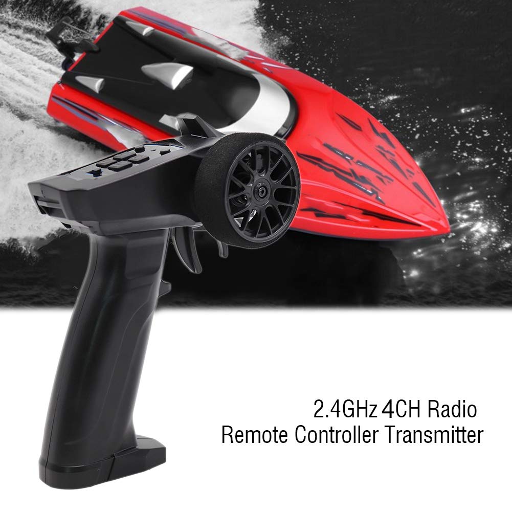 RC Boat Remote Control Transmitter with Trim Adjustment & Low Battery Warning for RC Cars/Boats - Perfect for Hobbyists & Outdoor Water Racing Enthusiasts