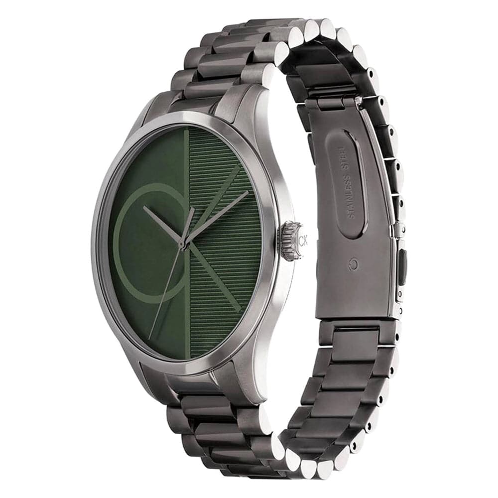 Calvin Klein Green Dial Gray Stainless Steel Strap Unisex Watch 25200164 - Stylish Fashion Accessory for Men & Women | Perfect for Office, Casual Wear & Special Occasions