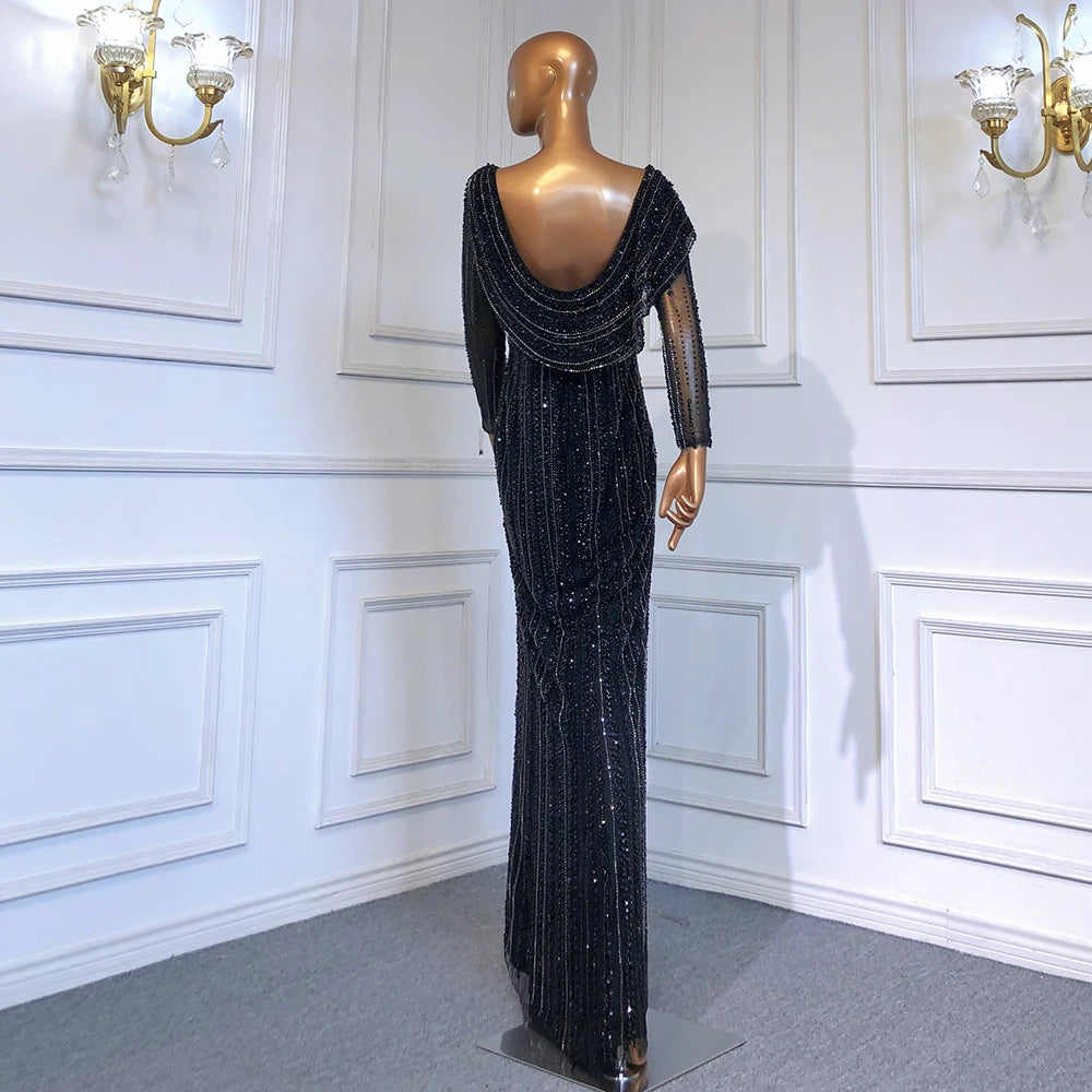 Elegant Silver Mermaid Evening Dress with Detachable Cape - Dubai Inspired Wedding Gown LA70752 for Bridal Party, Prom & Formal Events