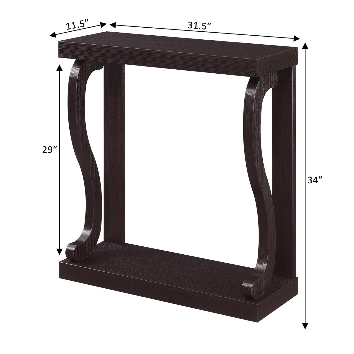 Convenience Concepts Newport Gramercy Console Table - Espresso Finish Entryway Sofa Table for Hallway, Living Room & Bedroom Decor
