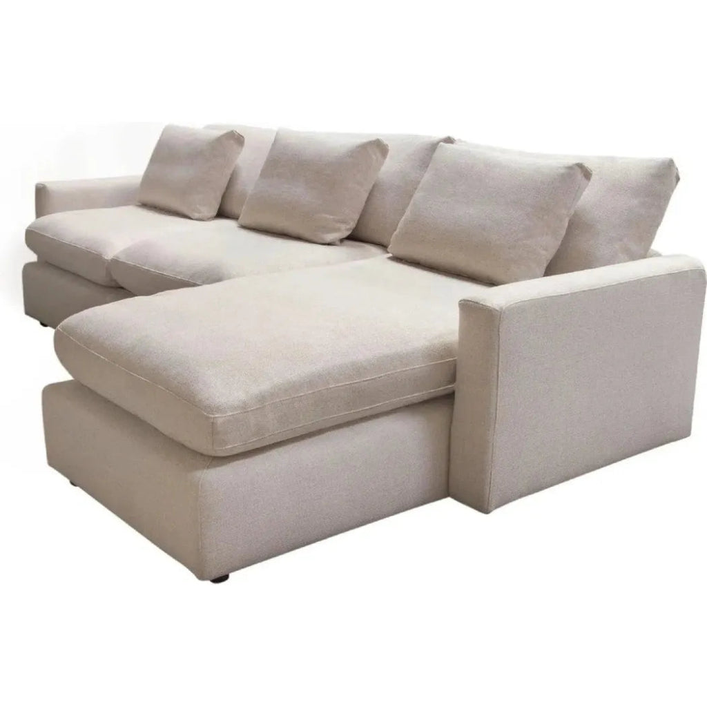2-Piece Reversible Chaise Sectional Sofa in Cream - Modern L-Shaped Couch for Living Room, Lounge & Family Room - Soft Fabric Upholstery with Reversible Chaise Design