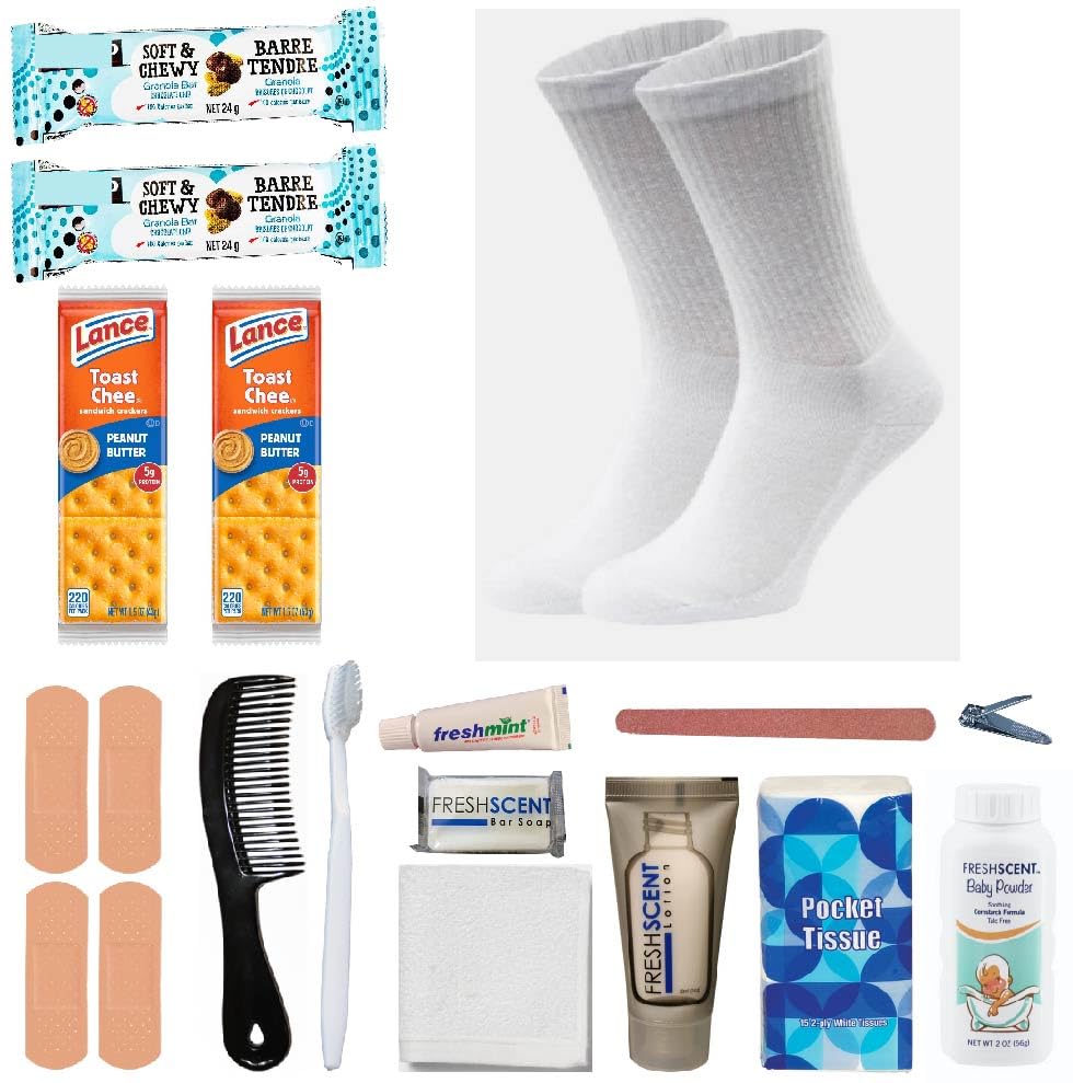 18-Piece Homeless Care Kit - Bulk Case of 25 Essential Hygiene & Survival Kits for Shelters, Outreach & Emergency Relief