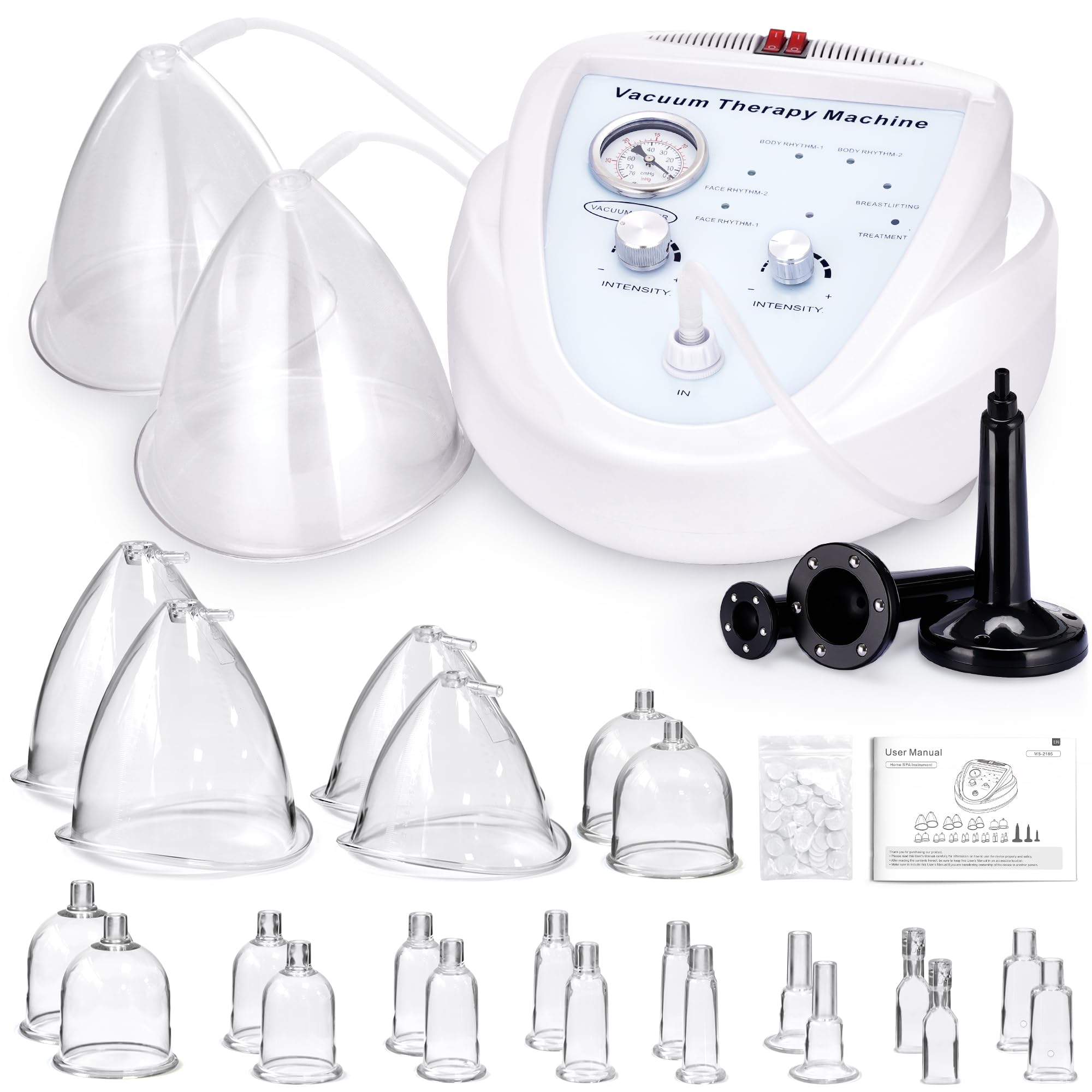 Professional Vacuum Therapy Machine for Pain Relief - Adjustable Suction Cupping Massager with 6 Modes, 24 Cups & 3 Pumps - Ideal for Home Spa, Salon Treatments, Muscle Recovery, and Relaxation Therapy