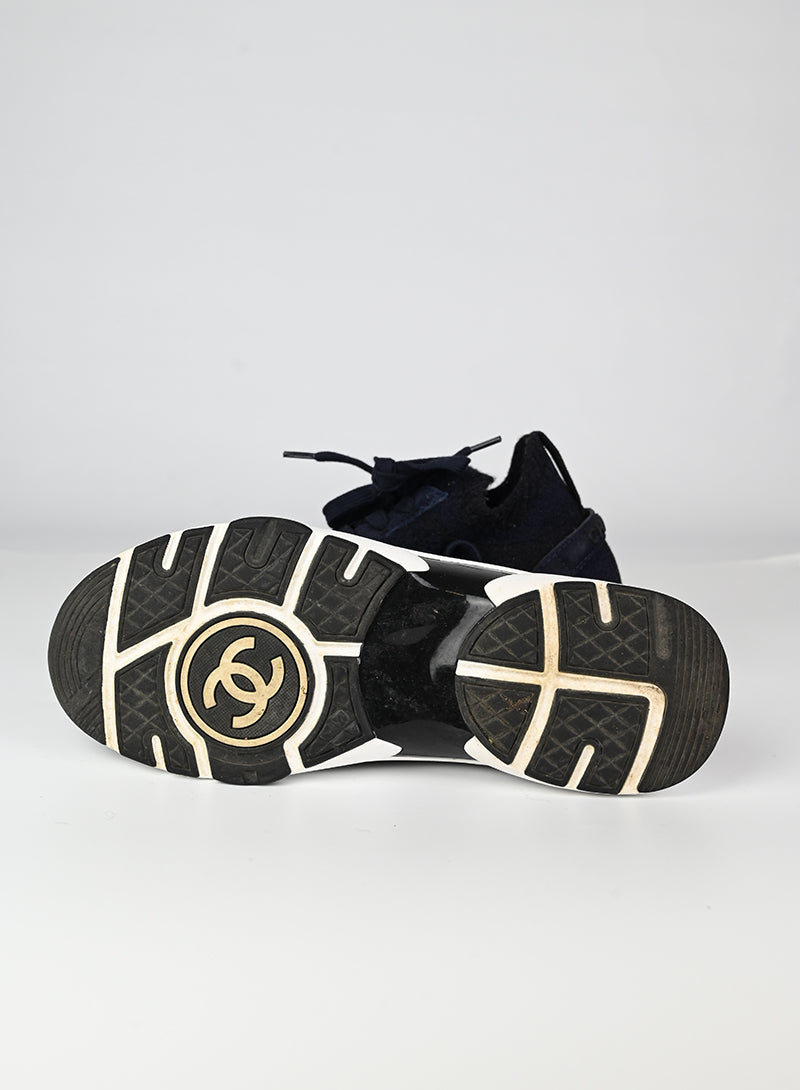 Chanel Blue Fabric Sneakers Women's Size 37 - Stylish & Comfortable for Casual Wear, Travel & Daily Outfits
