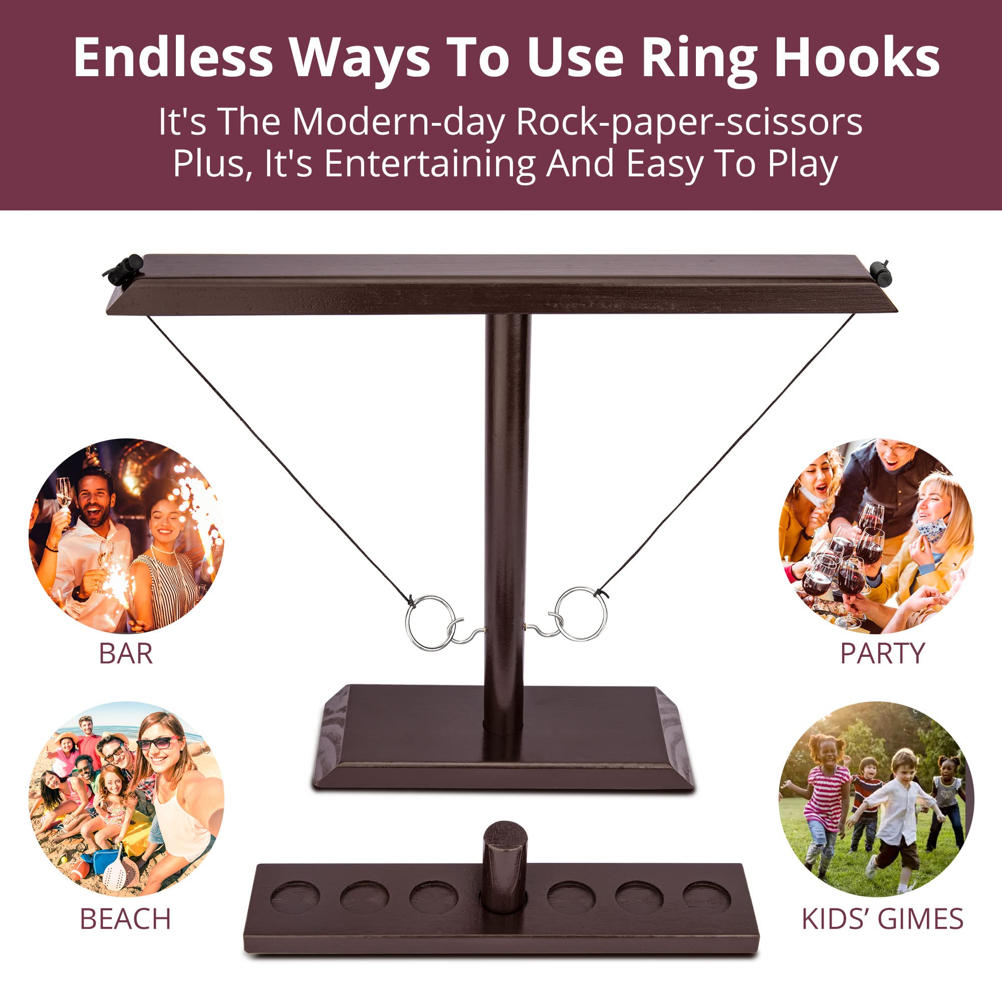 Premium Wooden Ring Toss Game Set for Adults - 15.7