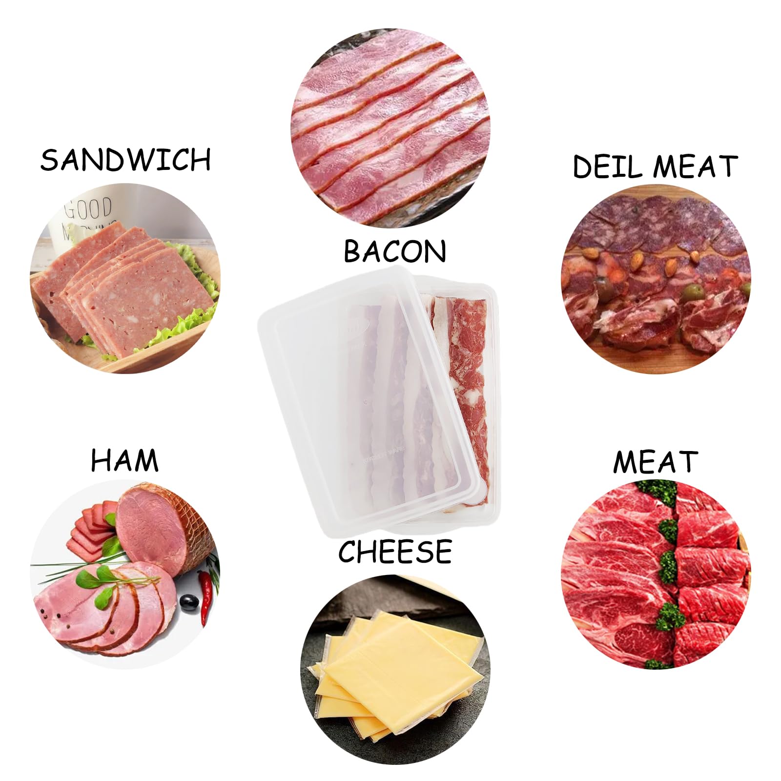 2-Pack Airtight Bacon Keepers - BPA-Free Plastic Food Storage Containers with Lids for Deli Meat, Sliced Cheese, Refrigerator & Freezer | Perfect for Meal Prep, Picnics & Leftovers