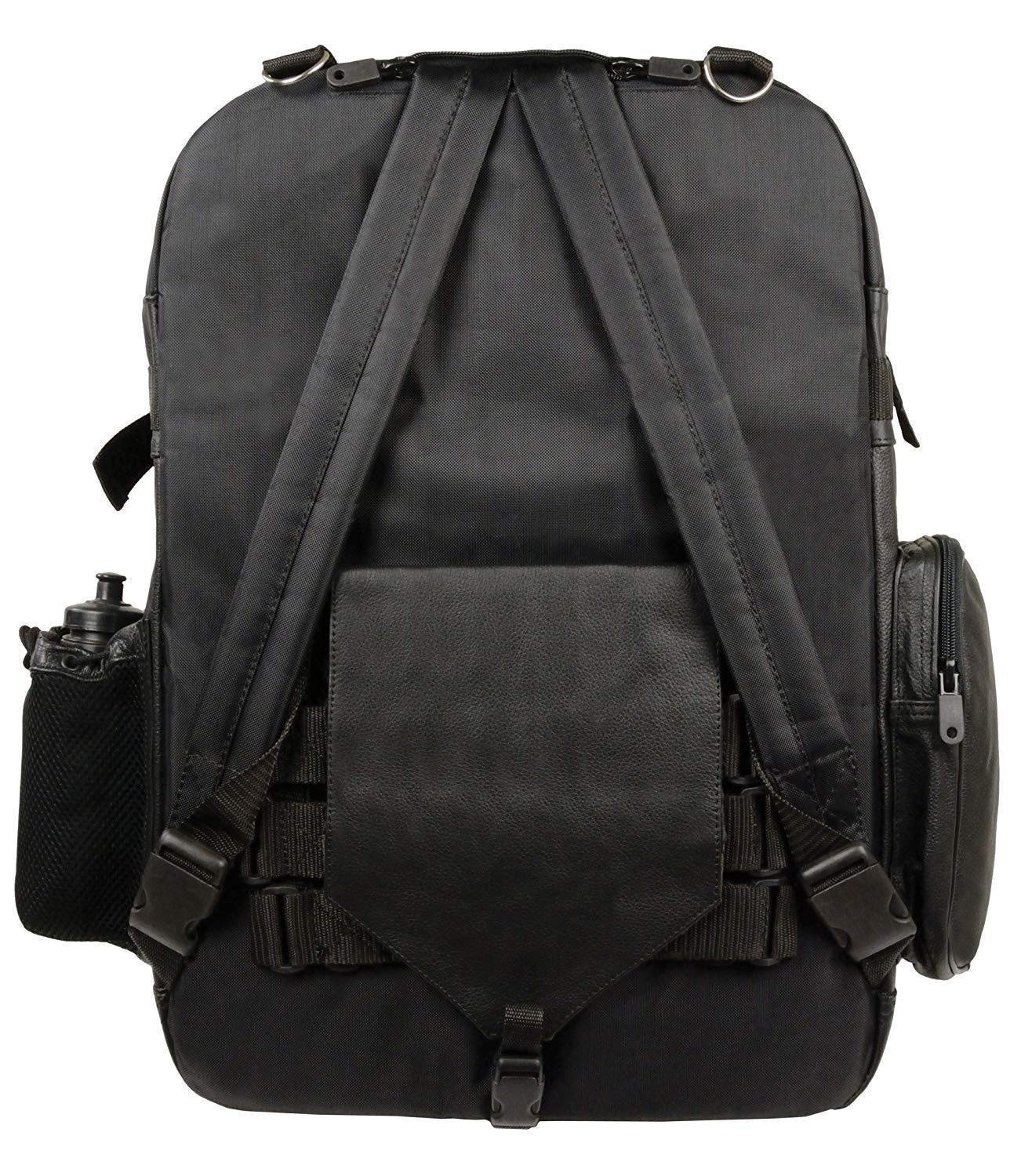 Milwaukee SH540 Medium Black Leather & Textile Motorcycle Sissy Bar Backpack - Durable Storage for Rides, Commuting & Road Trips - One Size Fits All