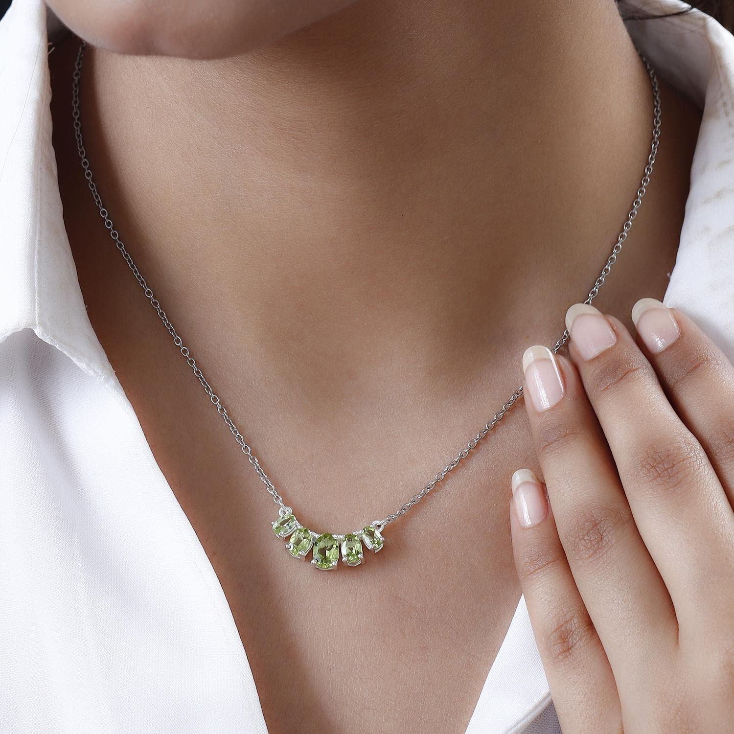 925 Sterling Silver Birthstone Necklace for Women - 18