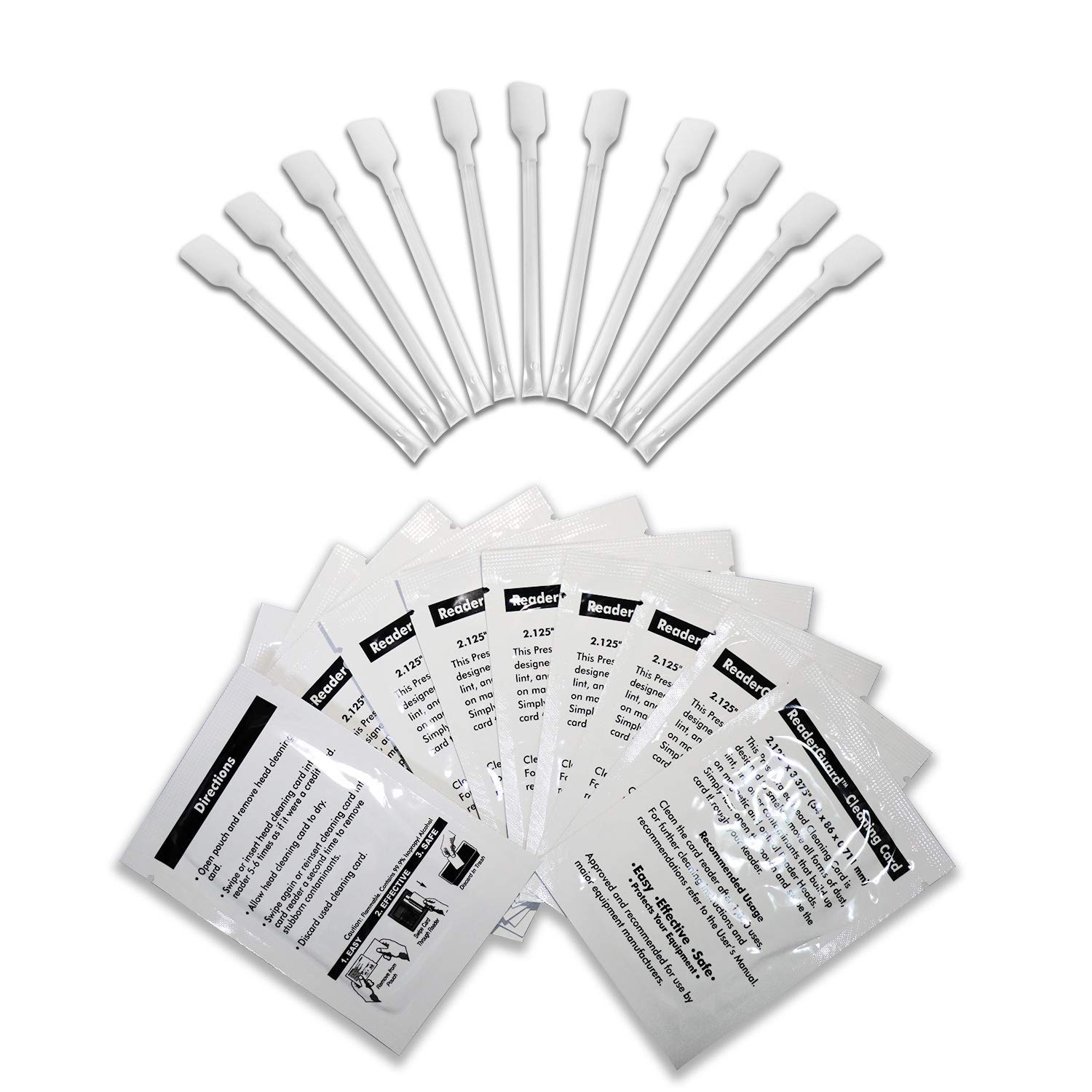 Credit Card Reader Cleaner Kit - 10 CR80 Cleaning Cards & 10 Swabs for POS Terminals, ATM Machines & Payment Systems - Remove Dust & Debris for Smooth Transactions in Retail Stores, Restaurants & Banks
