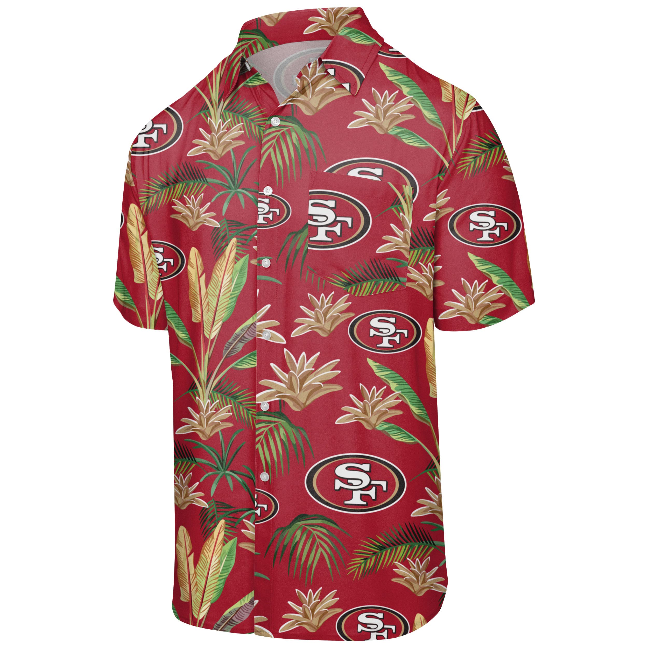 NFL Men's Team Logo Floral Aloha Tropical Button-Up Shirt - Hawaiian Style Casual Wear for Beach, Summer Parties & Football Games