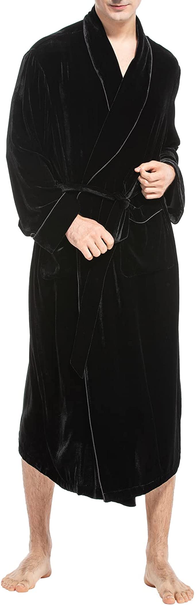 Luxury Men's Silk Velvet Robe - Soft Bathrobe & Nightgown for Fall/Winter - Cozy Loungewear for Home Relaxation & Spa Days