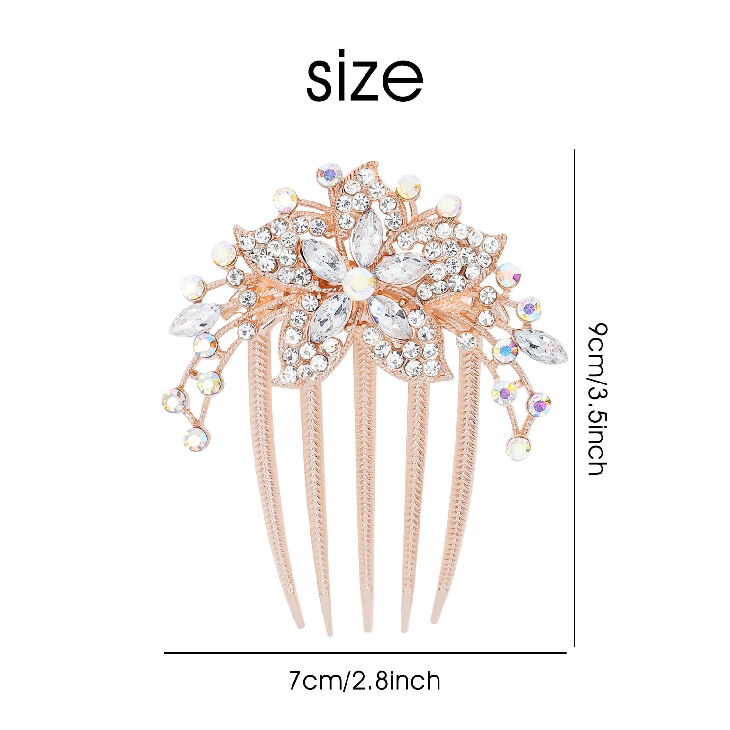 Luxury 6 Pack Glitter Rhinestone Hair Clips with Teeth - Gold Metal Crystal Flower Hairpins for Women & Girls - Perfect for Weddings, Parties, and Updos