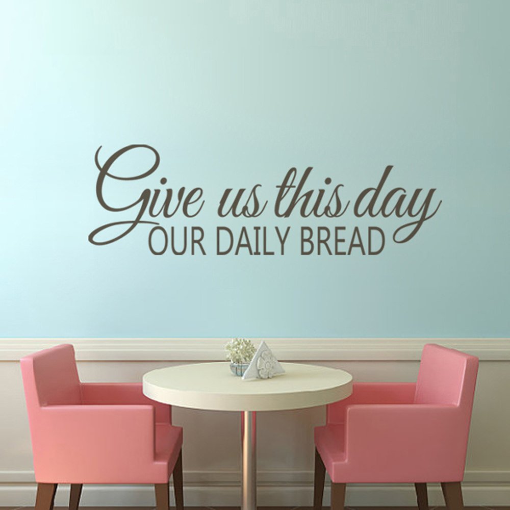 Custom X-Large Vinyl Wall Decal - 'Give Us This Day Our Daily Bread' Religious Quote Kitchen Decor | Perfect for Christian Home, Church, or Prayer Room