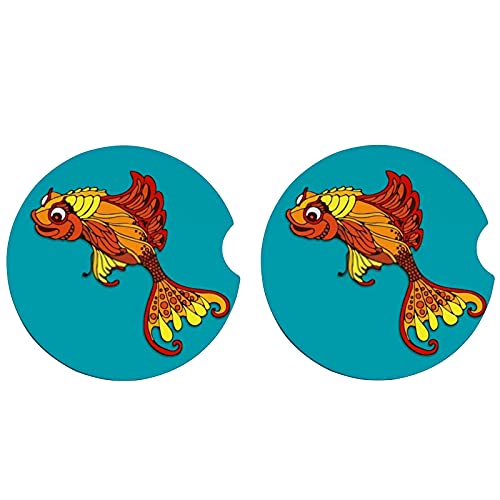 Gold Fish Blue Abstract Floral