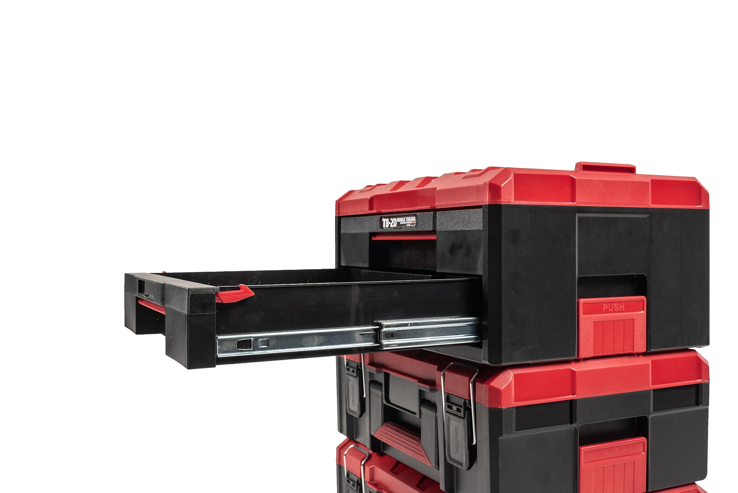 SHUTER 2-Tier ABS Tool Box with Drawer - Heavy Duty Stackable Tool Chest for Power Tools & Accessories - 16.5 x 13.3 x 9.2 Inches - One-Touch Side Latch for Easy Access - Perfect for Garage, Workshop & Job Site Organization