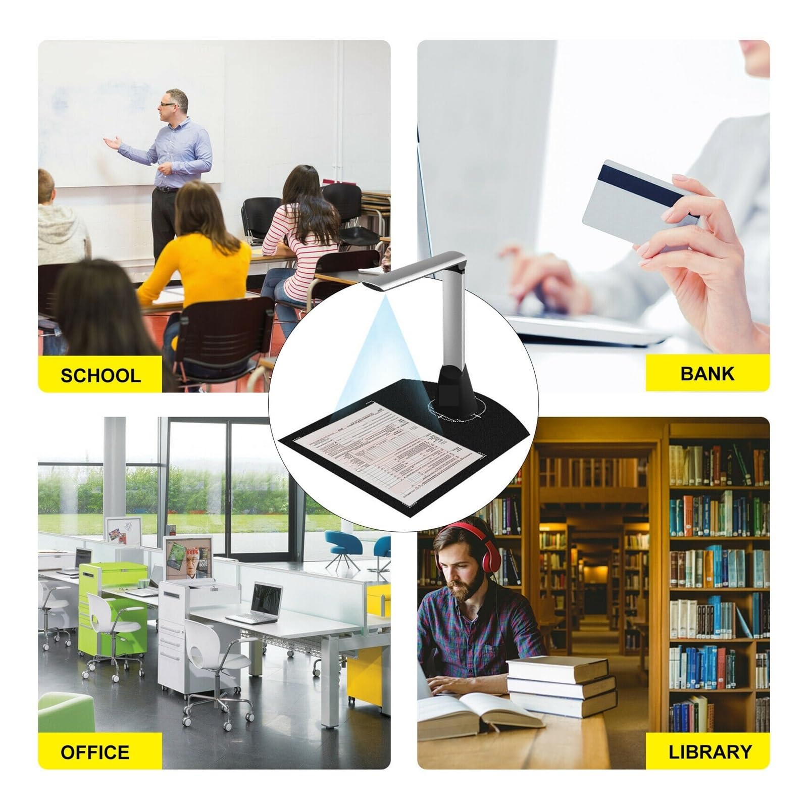 Portable A3 Book & Document Scanner with 10MP Lens and LED Lights - Ideal for Teachers, Invoices, Receipts, and Office Documents | Perfect for Classroom Teaching, Home Office, and Business Use