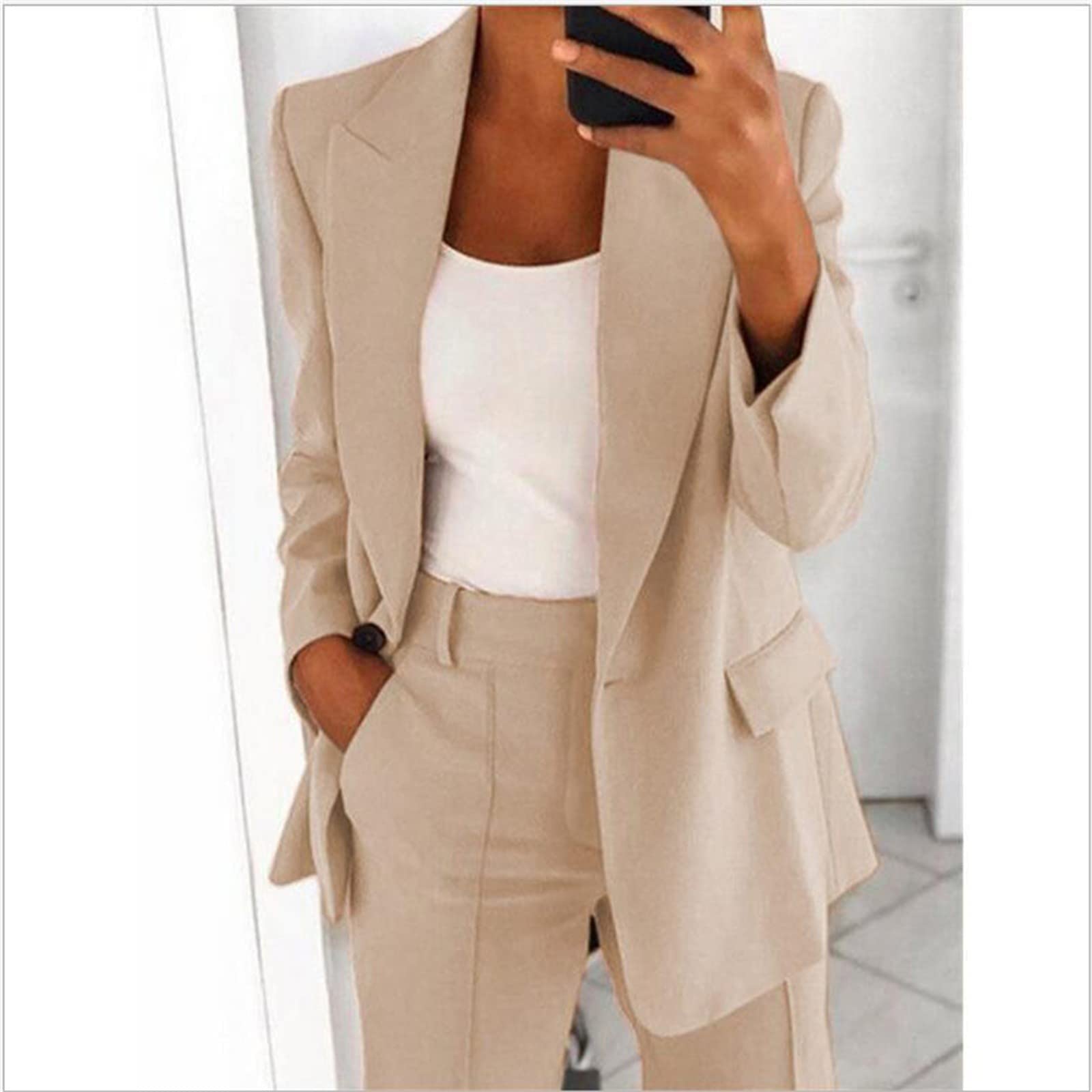Stylish Women's 2-Piece Blazer Suit Set - Trendy Business Casual Outfit with Jacket & Pants for Office, Work & Fall Fashion | Lounge Wear for Women