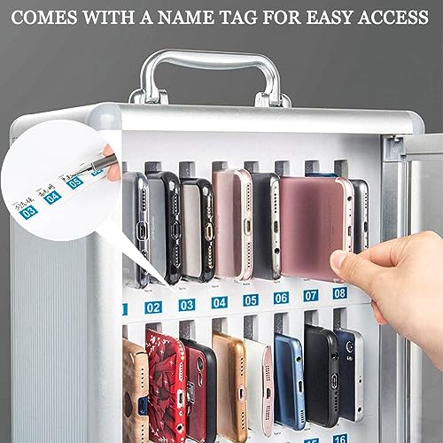 36-Slot Metal Phone Locker with Numbered Keys - Secure Storage Cabinet for Cell Phones in Classrooms, Exams & Workplaces (Silver) | Ideal for Schools, Offices and Factories to Prevent Phone Theft