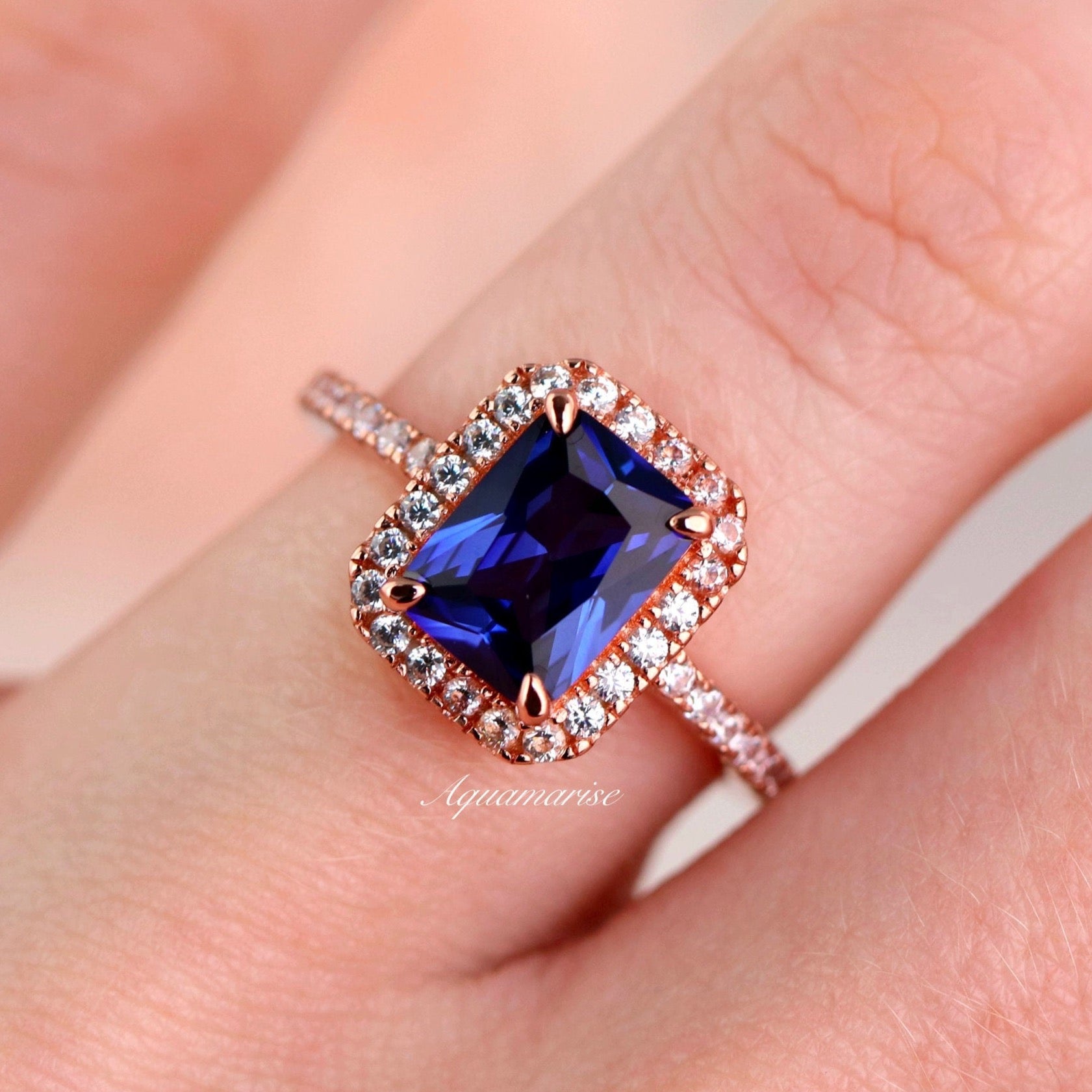 Exquisite 14K Rose Gold Vermeil Ceylon Sapphire Ring for Women | Elegant Jewelry Gift for Anniversary, Engagement & Special Occasions