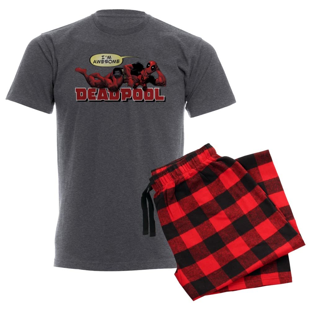 Deadpool Awesome Men's Pajama Set - Soft Charcoal Lounge Pajamas for Men - Perfect for Sleepwear, Movie Nights & Superhero Fans