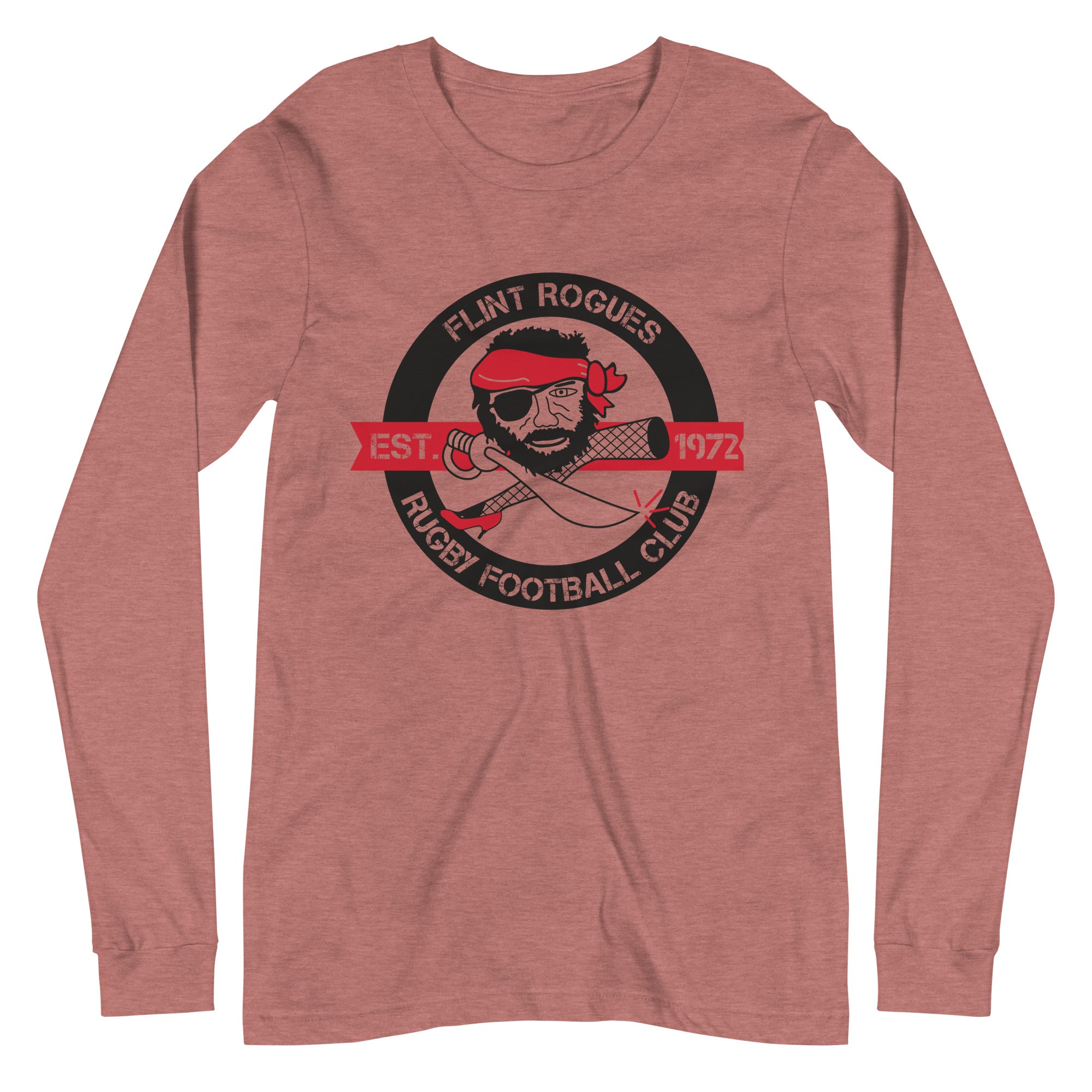 Flint Rogues RFC Long Sleeve Social T-Shirt for Men - Comfortable Cotton Crewneck Tee for Casual Wear, Sports & Outdoor Activities