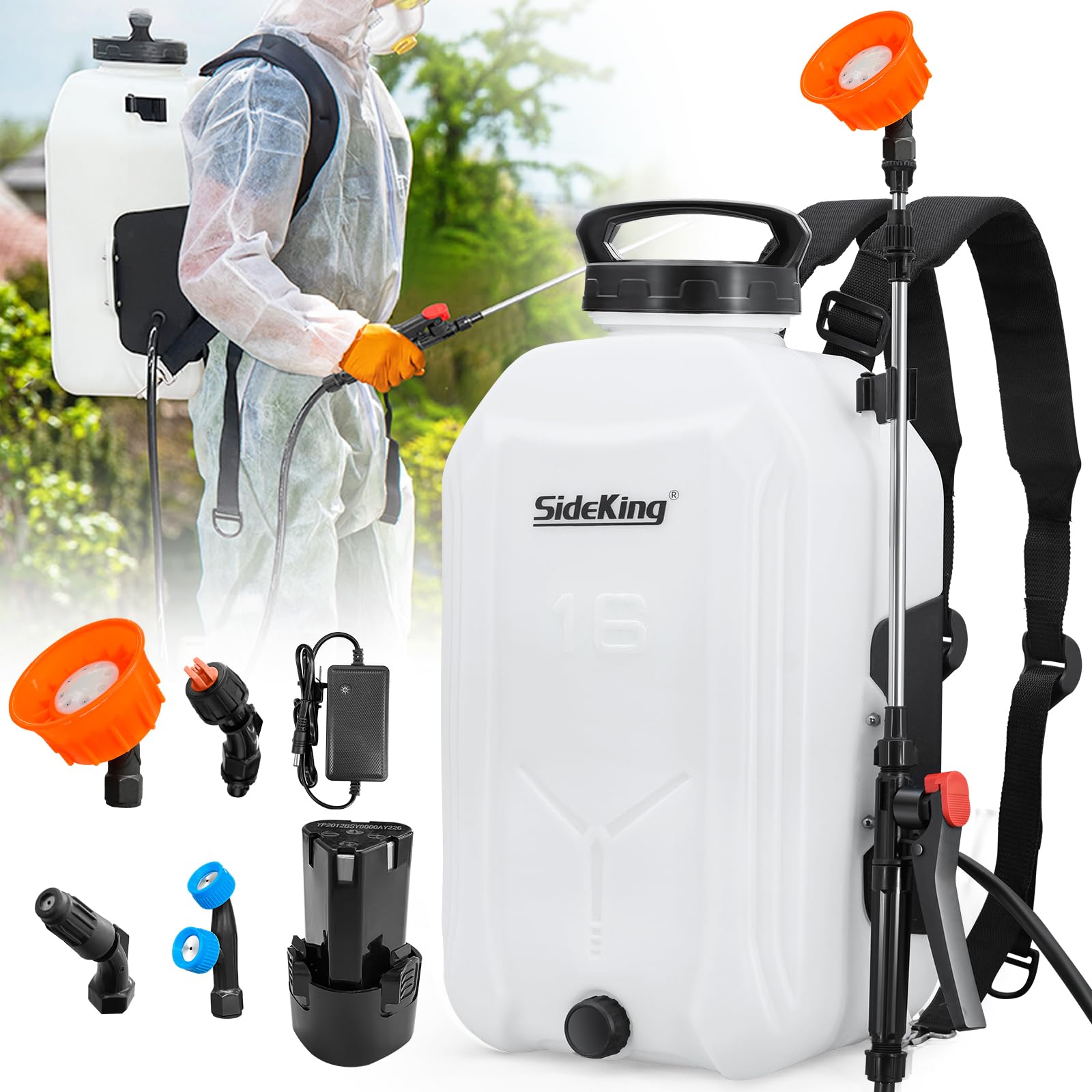 4 Gallon Battery Powered Backpack Sprayer - 12V Rechargeable Electric Garden Sprayer with Telescopic Wand, Trigger-Lock & 4 Mist Nozzles (Charger Included) - Perfect for Lawn Care, Pest Control & Agricultural Spraying