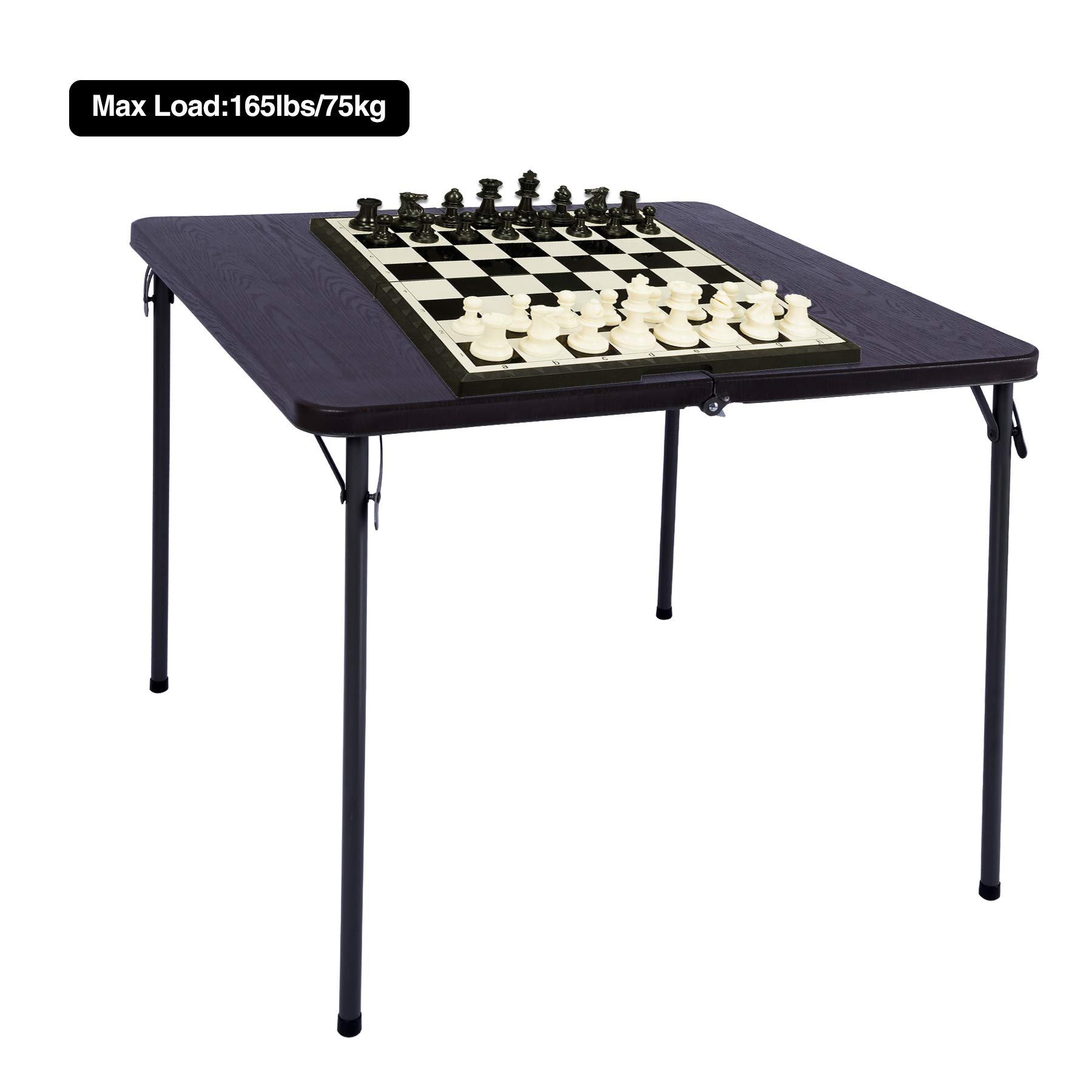**Folding Square Card Table with Waterproof Plastic Top - 34x34 Inch Lightweight Portable Small Folding Table for Adults - Indoor & Outdoor Use - Perfect for Parties, Camping, Picnics & Game Nights - Black**