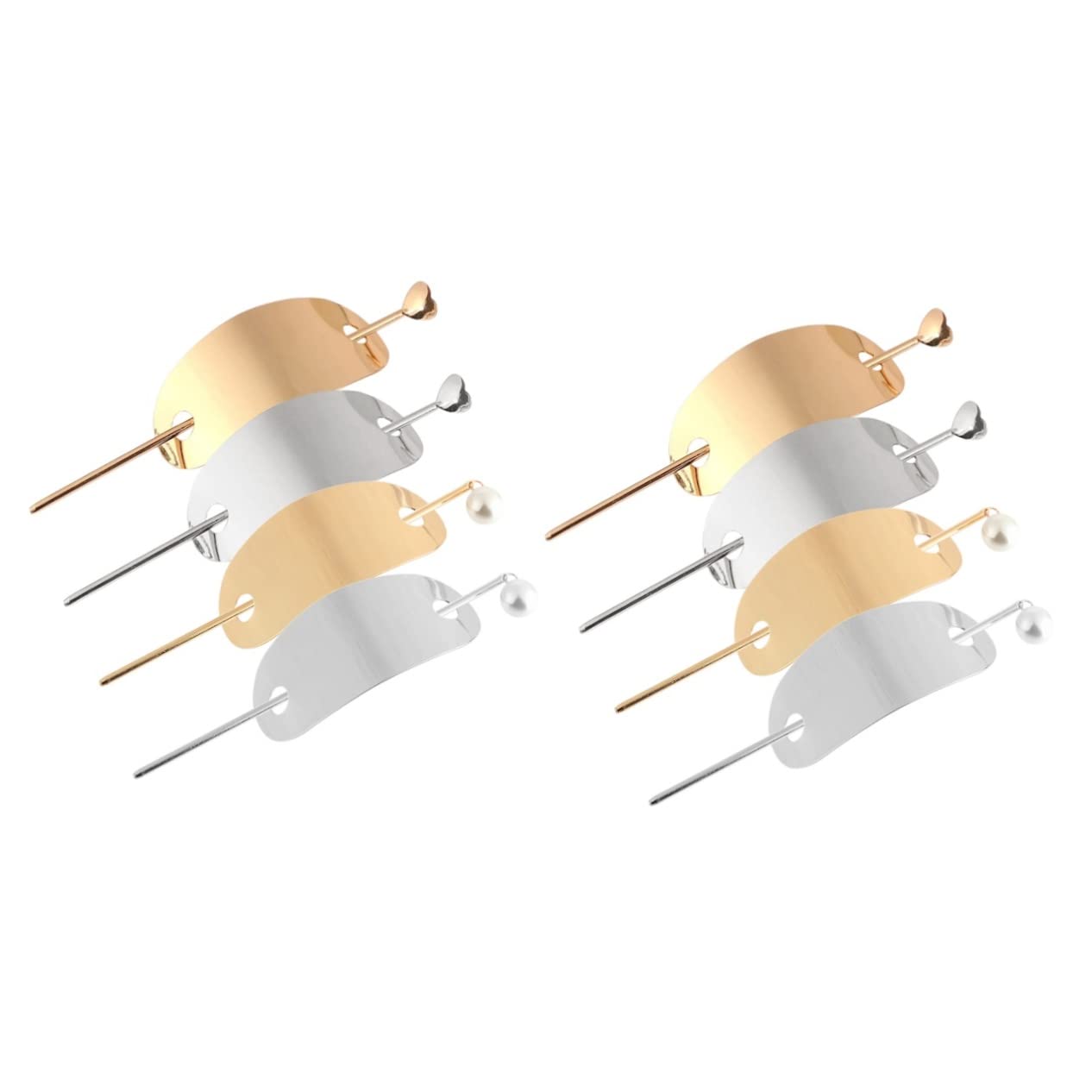 FRCOLOR 8 Pack Gold Hair Claw Clips - Vintage Round Hairpins for Women, Alloy Hair Bun Clips, Shiny Hair Accessories for Updos, Ponytails & Everyday Styling
