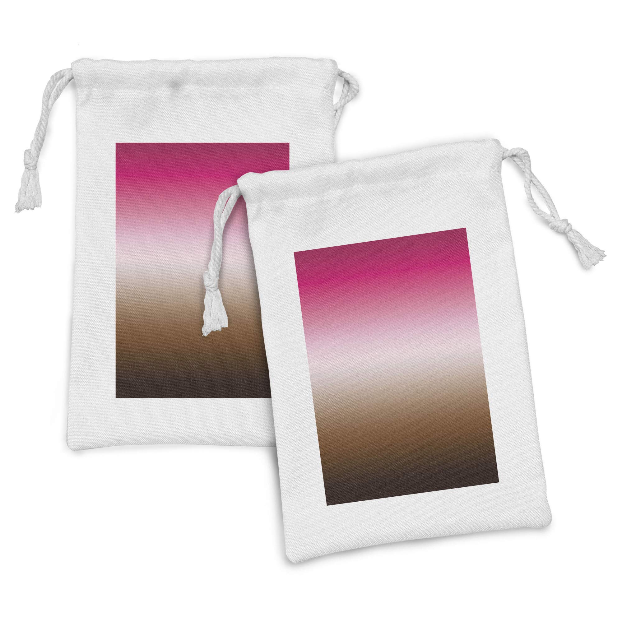 Ambesonne Ombre Fabric Pouch Set of 2 - Neutral Color Small Drawstring Bags for Toiletries, Masks & Favors (9