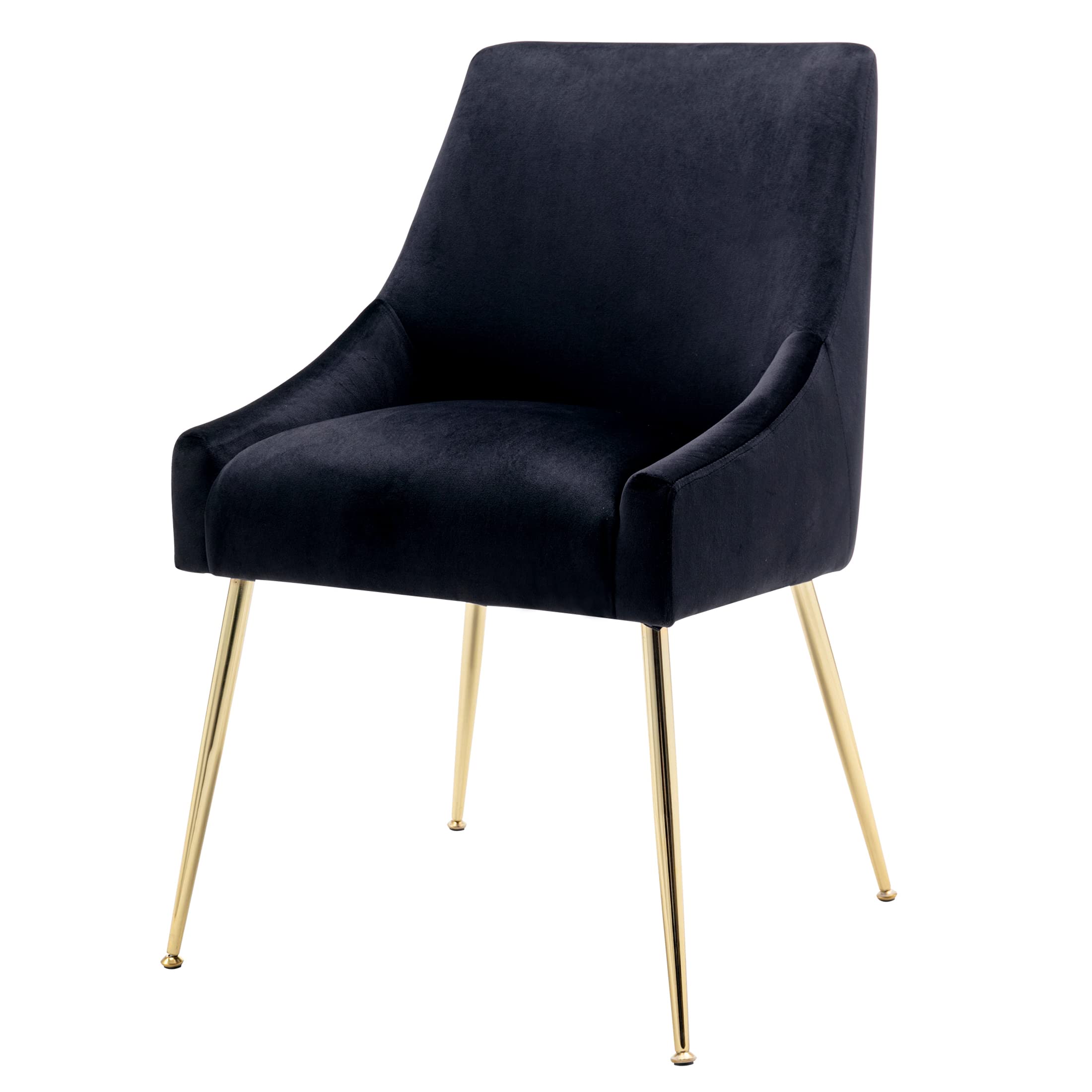 2-Piece Velvet Upholstered Accent Chairs with Metal Legs - Modern Indoor Furniture for Living Room, Dining Room, Bedroom, Office & Home Decor (Black) - Perfect for Lounge Seating, Reading Nook & Guest Accommodation
