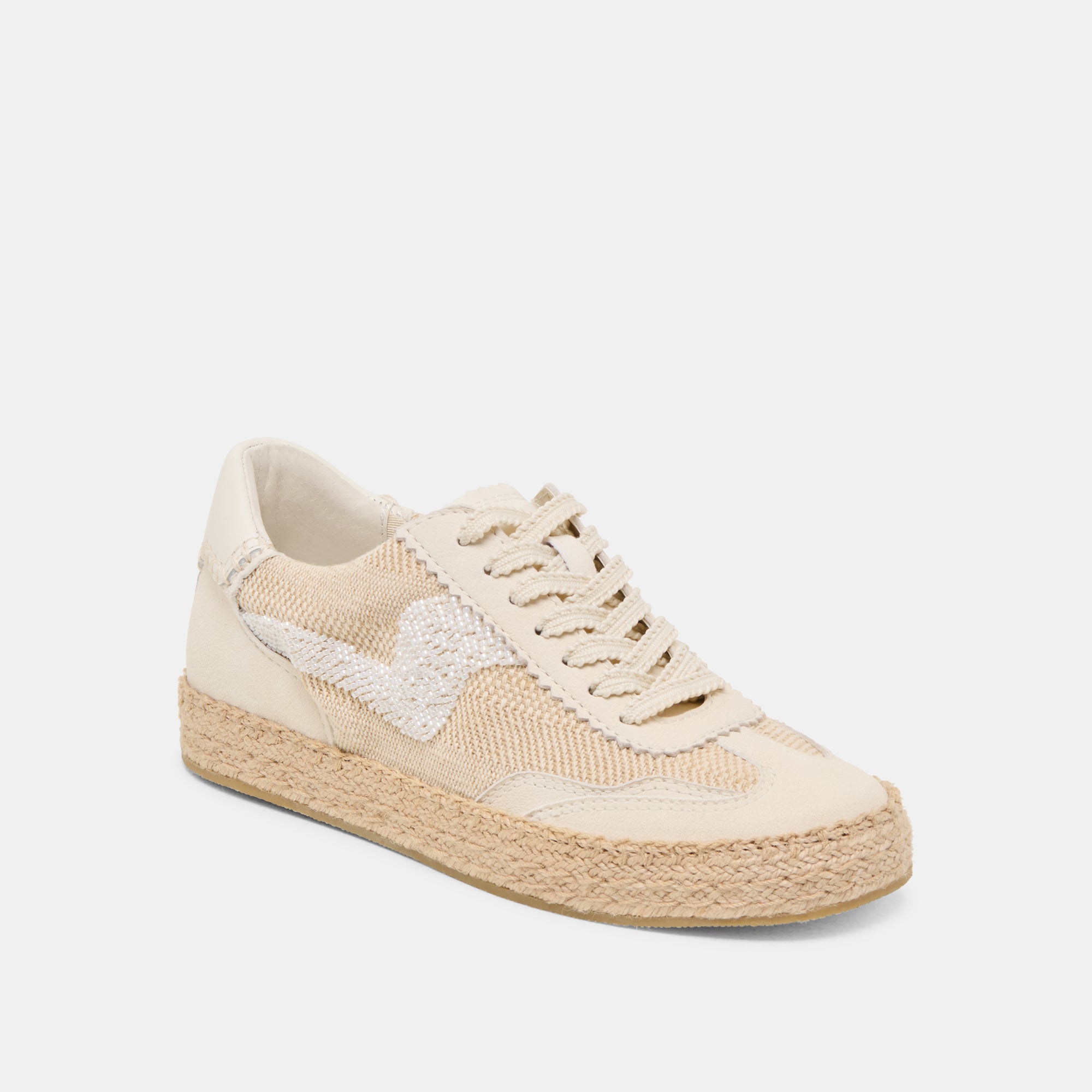 Notice Women's Beaded Espadrille Sneakers - Natural Multi Burlap Fabric - Comfortable Casual Shoes for Summer, Beach & Boho Fashion