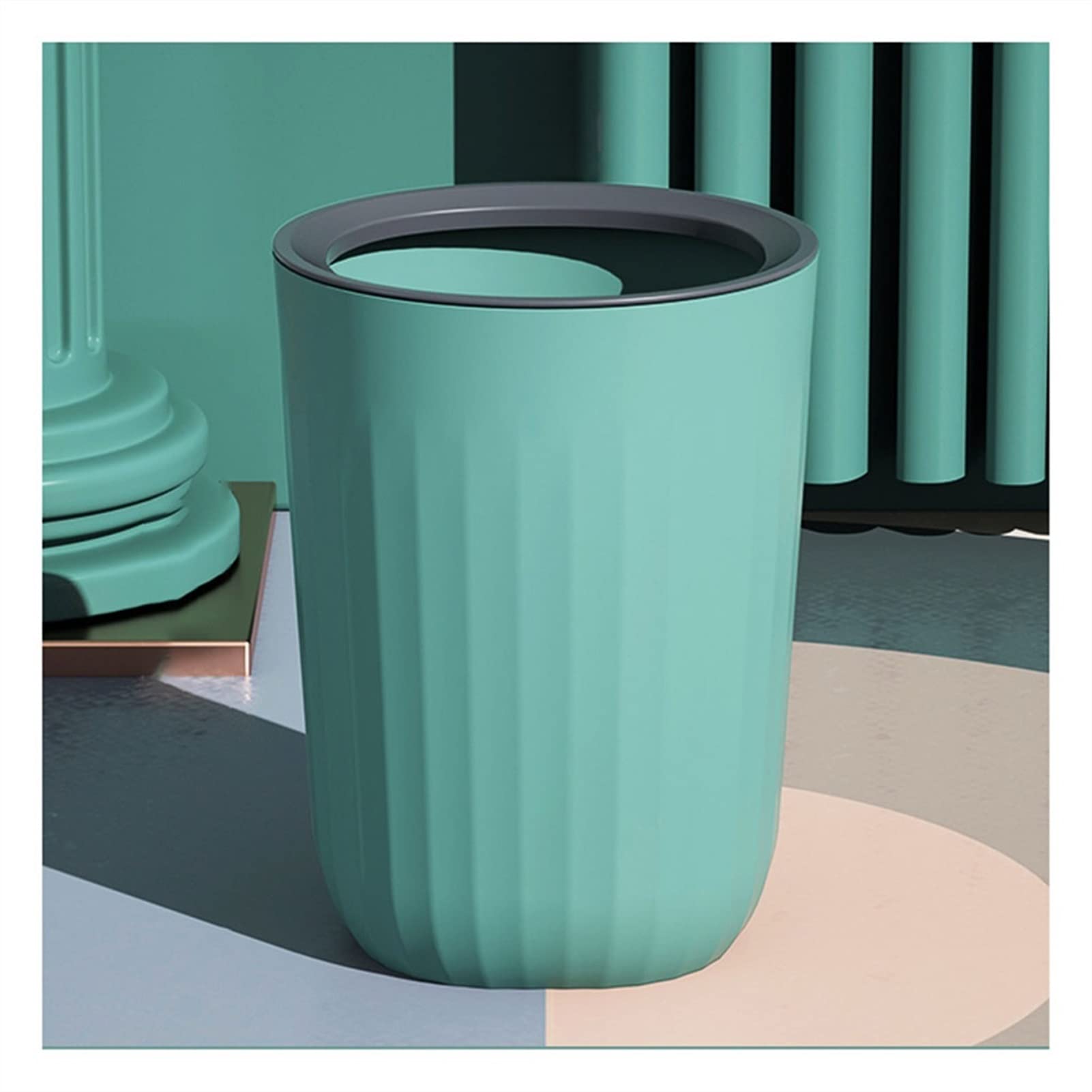 Vertical Striped Trash Can - Lidless Office & Household Waste Bin, Large Paper Basket for Bedroom, Living Room & Bathroom - Indoor Garbage Bin (Color B) | Perfect for Home, Office & Dorm Organization