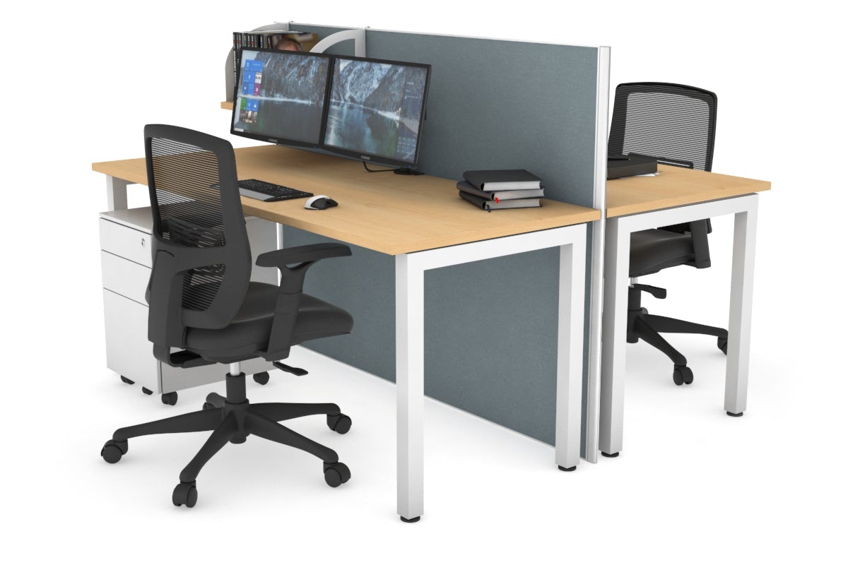 Horizon Quadro 2-Person Office Workstation Bench with Square Legs - 70.9