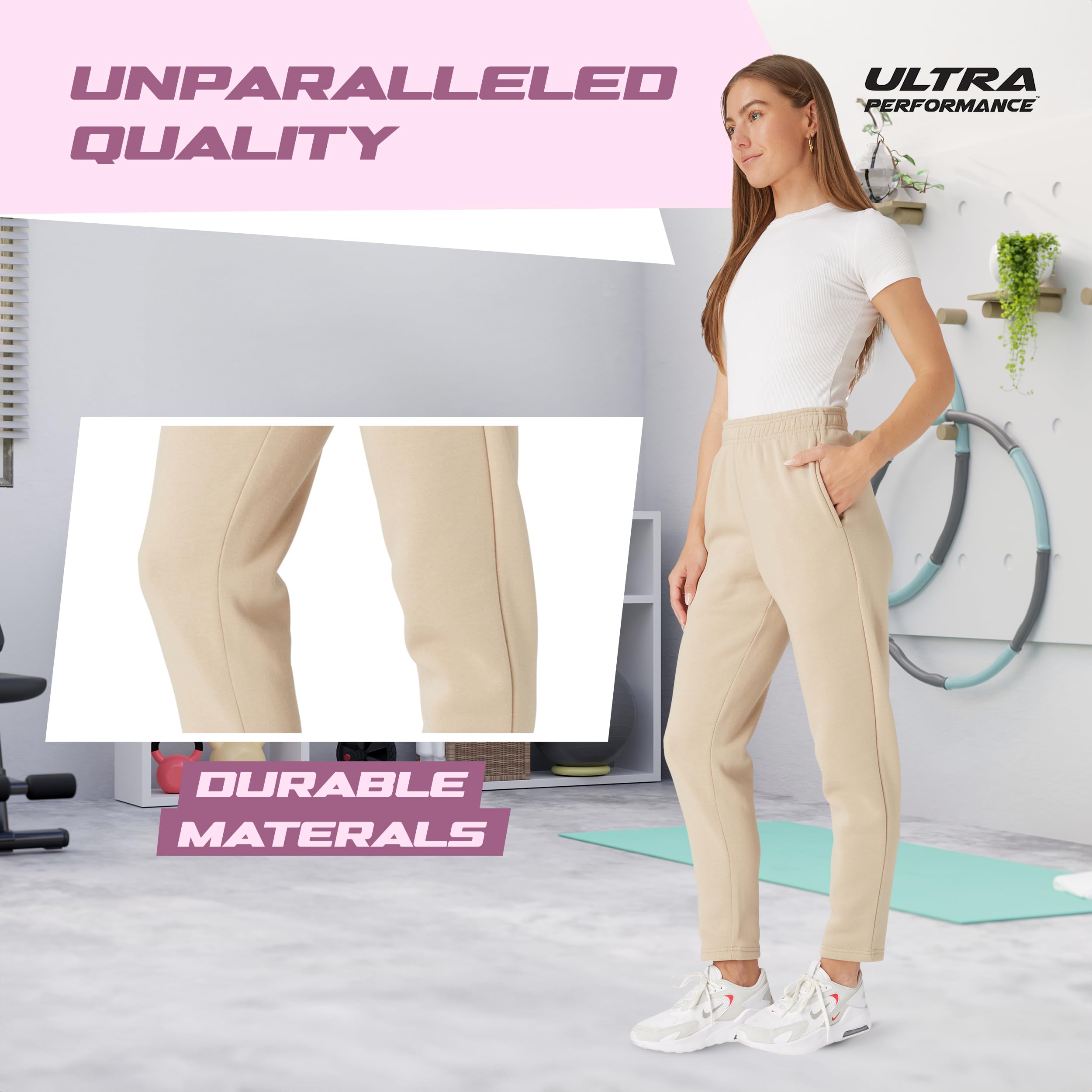 Ultra Performance Women's Sweatpants - 3 Pack Open Bottom Lounge Pants for Women (Plus Size) | Soft & Comfortable Joggers for Yoga, Running & Casual Wear