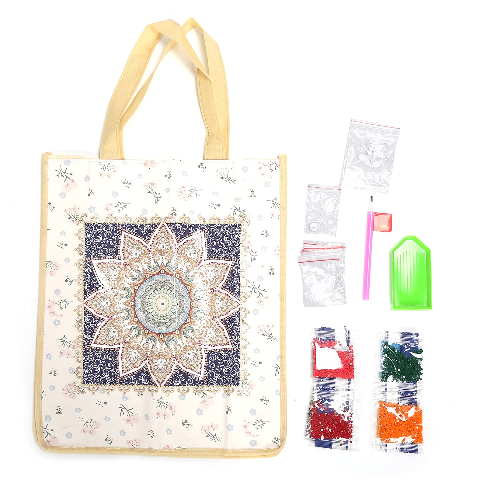 Diamond Painting Tote Bag Kit - Reusable Foldable Eco-Friendly Shopping Bags with Handles | DIY Diamond Art Craft Gift for Women | Perfect for Groceries, Beach Trips & Craft Storage