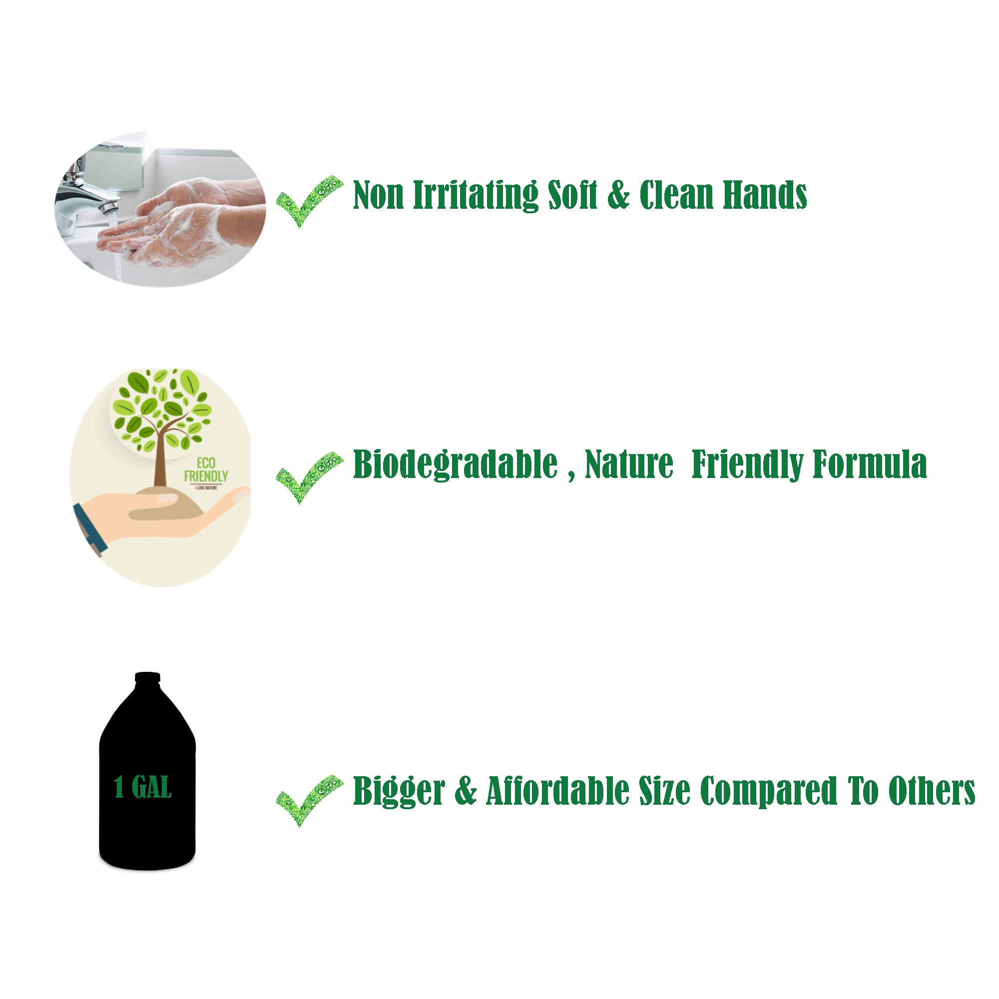 Eco-Friendly Biodegradable Liquid Hand Soap Refill - 4 Pack (4 x 1 Gallon, 128oz Each) | Plant-Based, Gentle on Skin | Perfect for Home, Office & Commercial Use