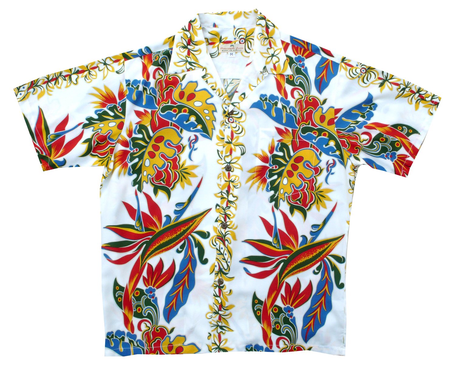Stylish Men's Pineapple Juice Bird of Paradise Monstera Print Hawaiian Shirt - Perfect for Beach Vacations, Summer Parties & Tropical Getaways