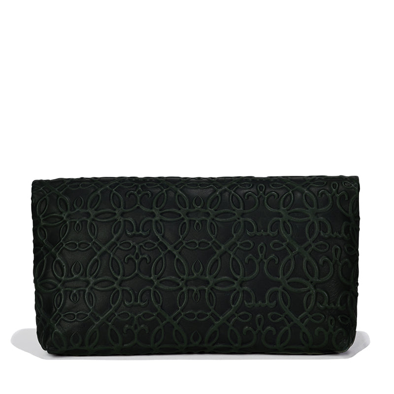 Premium Gabriel Leather Fold Over Clutch - Forest Green Vegan Leather Crossbody Bag for Women | Perfect for Evening Parties, Date Nights & Travel Accessories