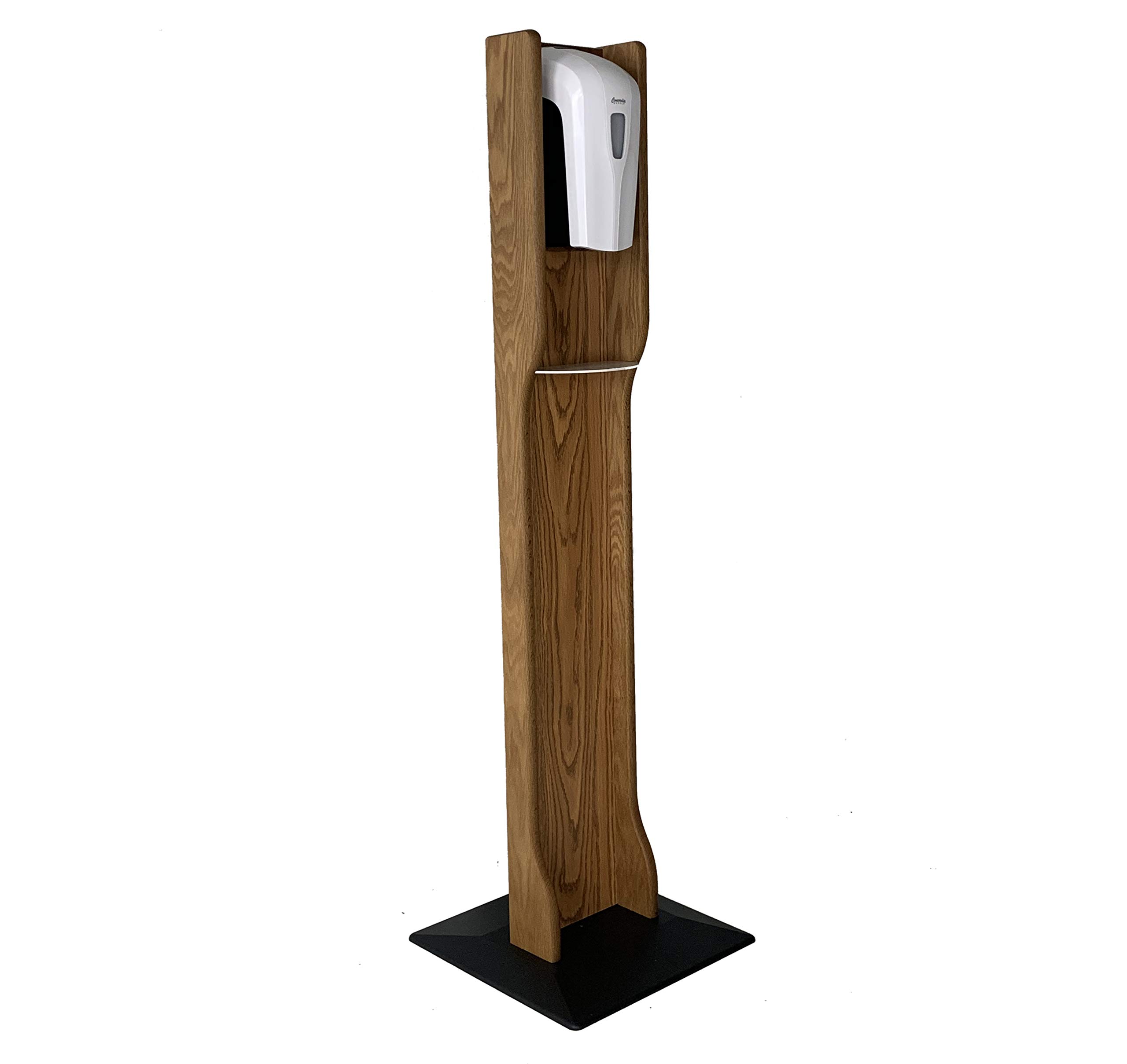 Premium Wooden Mallet Gel Hand Sanitizer Dispenser with Drip Catcher - Medium Oak Stand for Home & Office - Made in USA - Fast Shipping | Elegant Sanitizing Solution for Restaurants, Salons, and Reception Areas