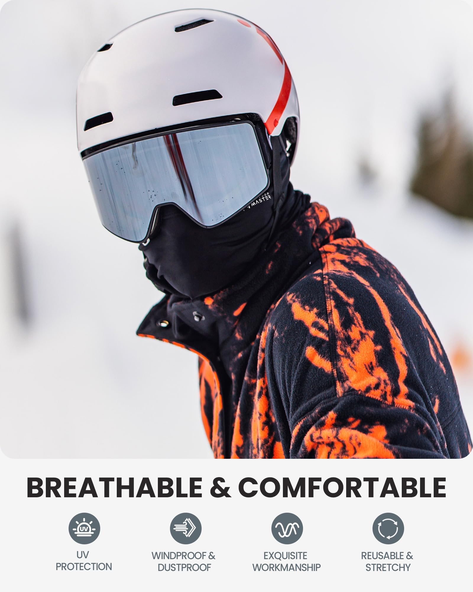 OutdoorMaster Neck Gaiter Ski Mask for Men & Women - Soft Winter Scarf Face Cover, Windproof & Breathable UV Protection for Skiing, Snowboarding, Hiking & Outdoor Activities