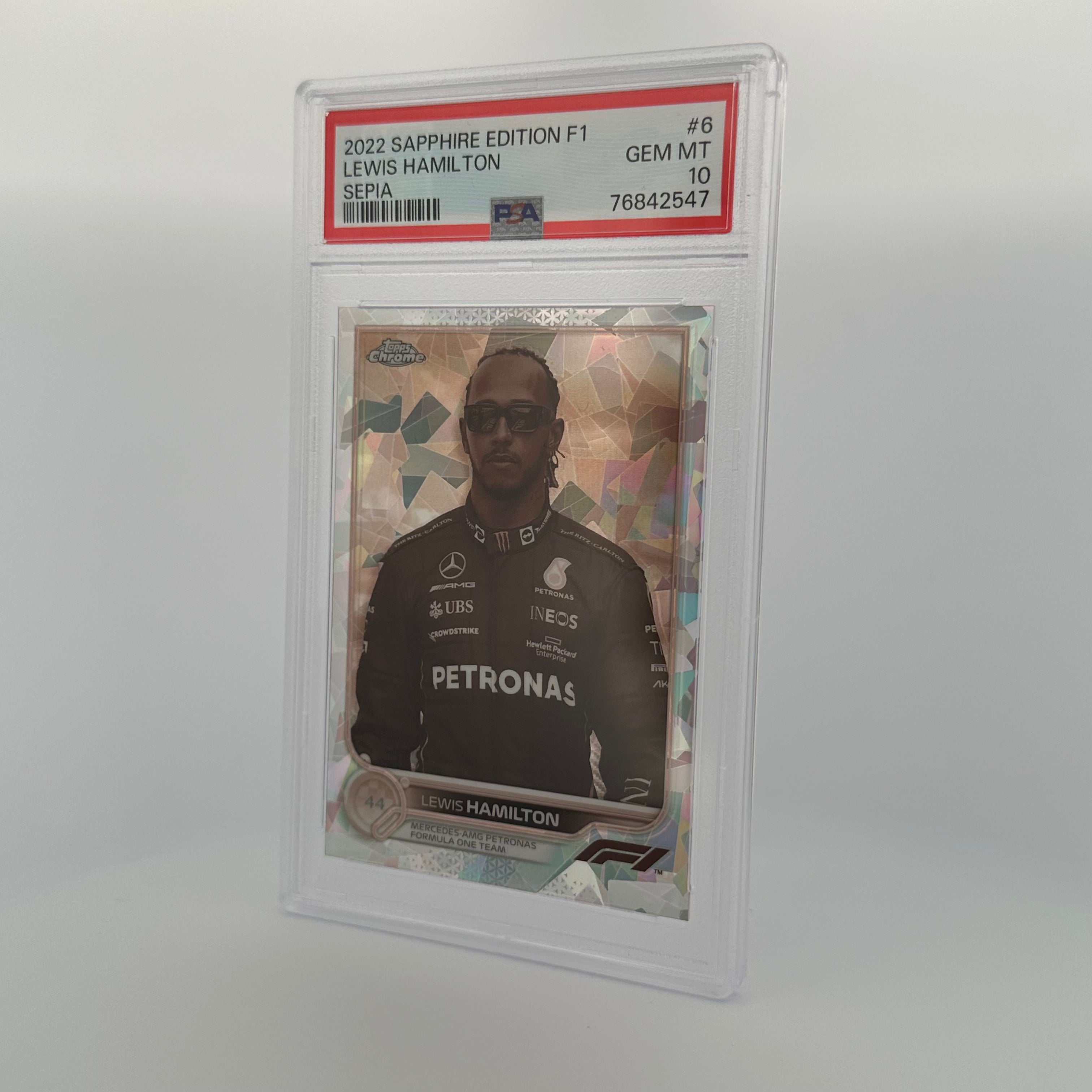 PSA 10 Lewis Hamilton #6 Sapphire Edition Sepia 85/100 - Rare F1 Racing Card for Collectors & Fans, Perfect for Display & Investment