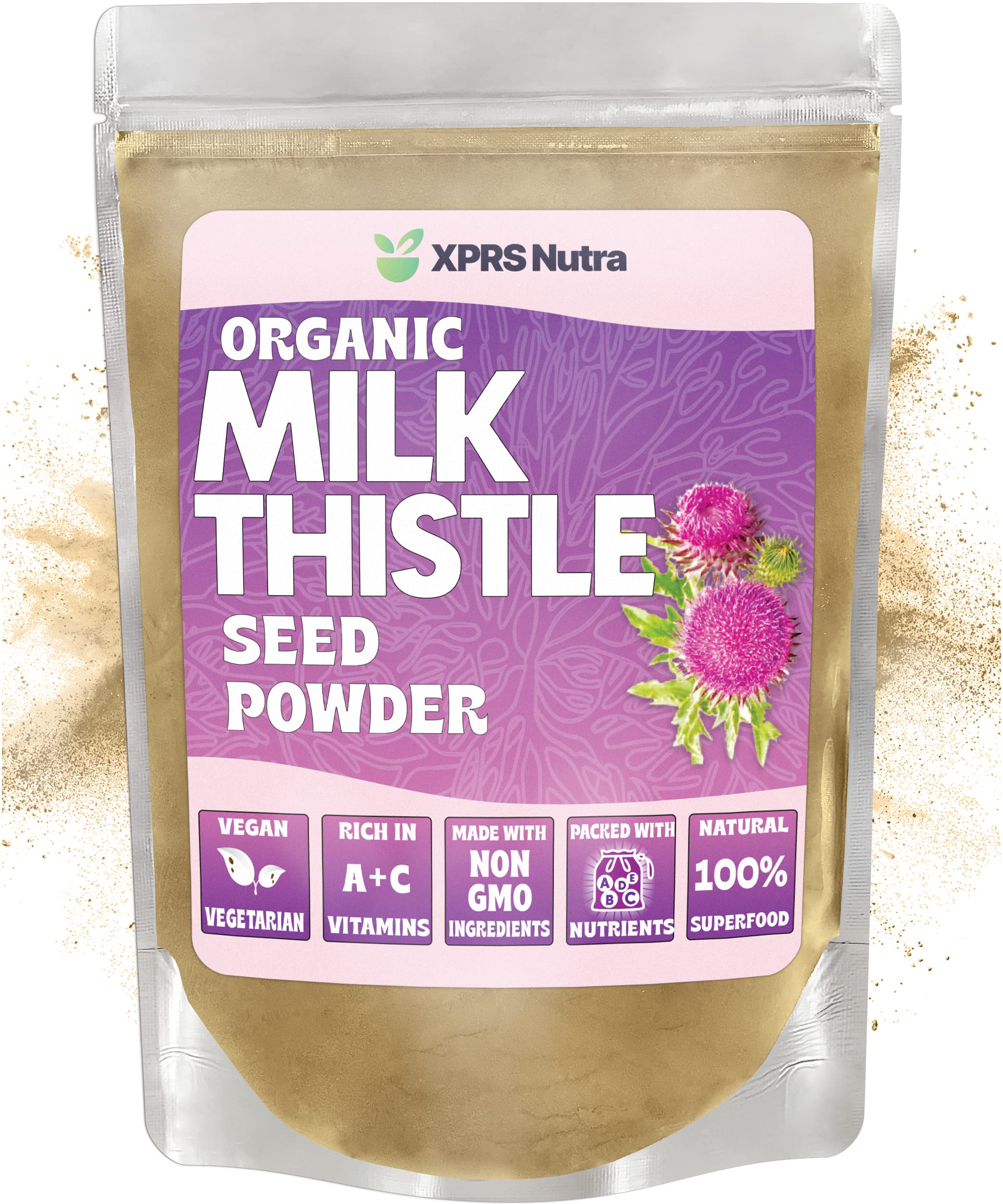 Organic Milk Thistle Seed Powder - Premium Silymarin & Antioxidant-Rich Supplement for Liver Detox & Health - Vegan, Non-GMO, Gluten-Free (8oz) - Ideal for Smoothies, Teas & Daily Wellness Routine