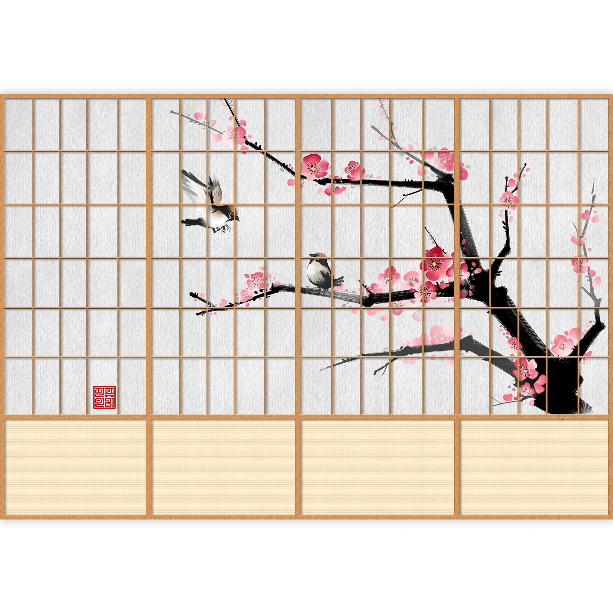 Japanese Grid Window Removable Wallpaper - Peel and Stick Wall Mural for Bedroom (100x144 inches) - Perfect for Home Decor, Nursery, Dorm Room & Office Accent Wall