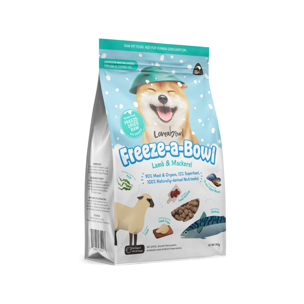 Freeze-Dried Dog Food - Loveabowl Naturally Derived Superfood with Pure Nutrition & Meats, 140g | Perfect for Travel, Hiking & On-the-Go Feeding