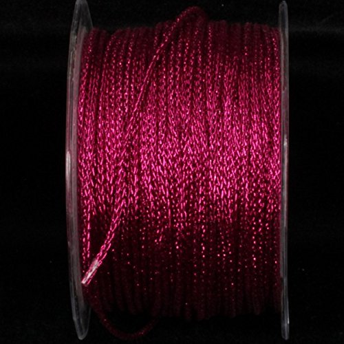 Sparkling Fuchsia Pink Metallic Craft Glitter Ribbon Chain - 3mm x 110 Yards for DIY Scrapbooking, Gift Wrapping & Party Decorations