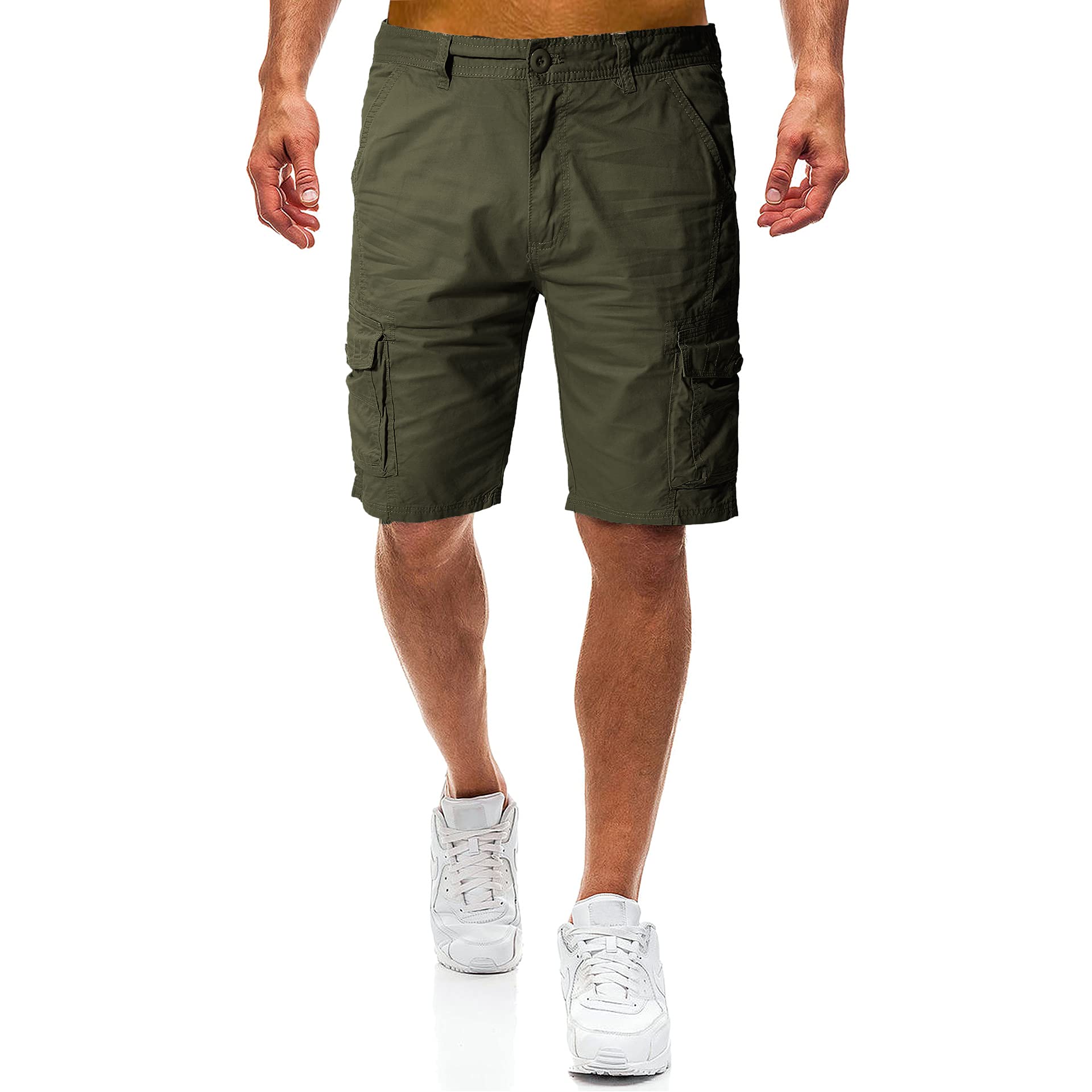 EAEAO Men's Loose Fit Cargo Shorts - Breathable Cotton Summer Shorts with Multiple Pockets for Outdoor Activities, Hiking, and Casual Wear