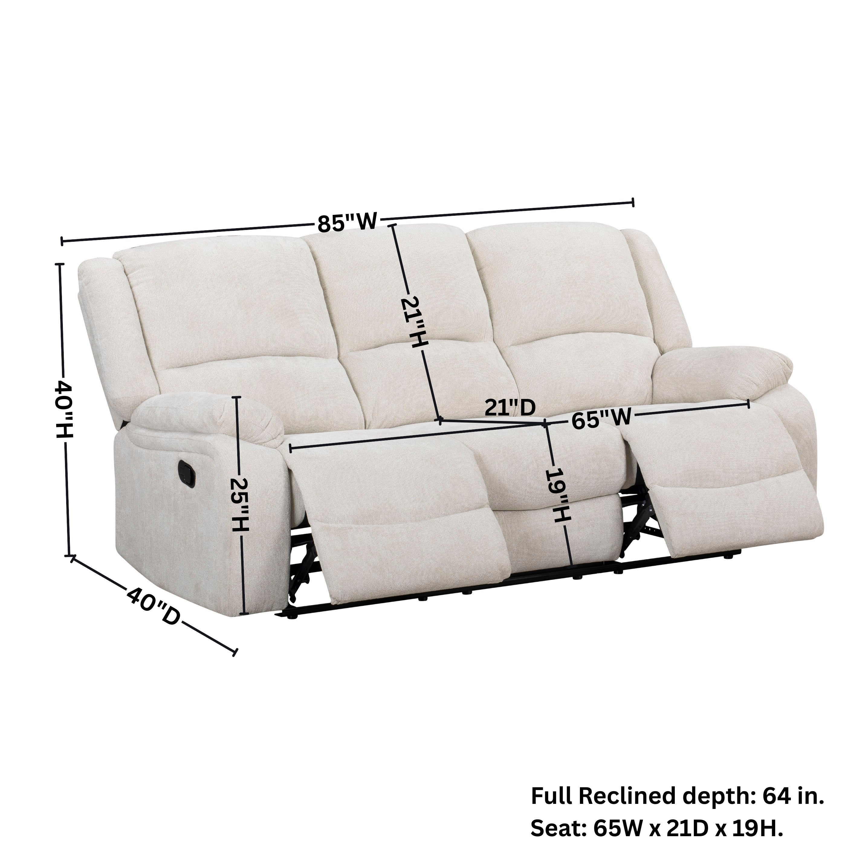 Roundhill Furniture Blitz Transitional Manual Reclining Sofa - Comfortable Living Room Couch for Small Spaces, Apartment & Home Theater Seating